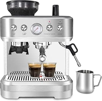 Aptliton Bean to Cup Coffee Machine - Coffee Maker with Grinder and Milk Frother, 15 Bar Italian Pump - Barista Express with 2 Capacity Options for Espresso, Cappuccino & Latte