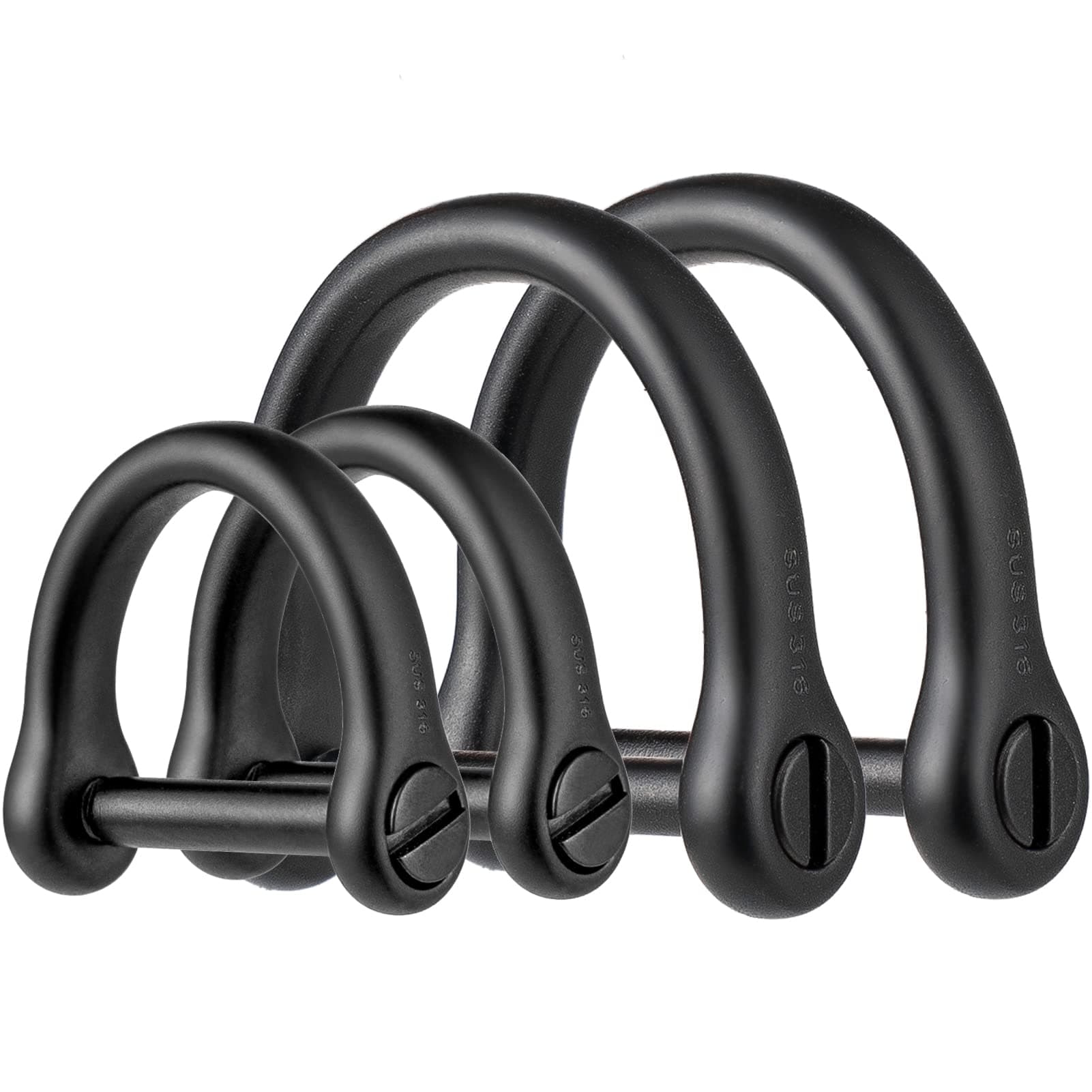 FEGVE D Ring Keychain, Durable D Shape Key Ring for Car keys, Horseshoe Clasp with Screw Shackle -(Load Bearing: 50lb)