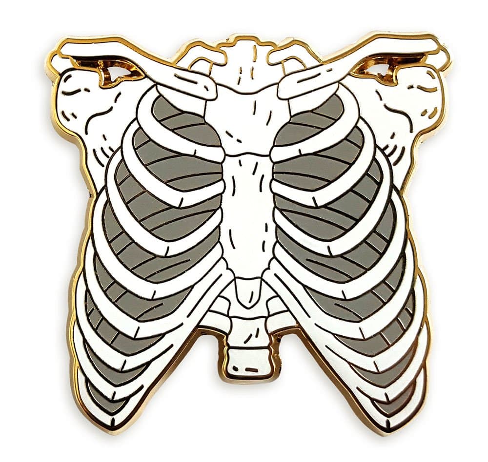 Anatomical Rib Cage Enamel Lapel Pin