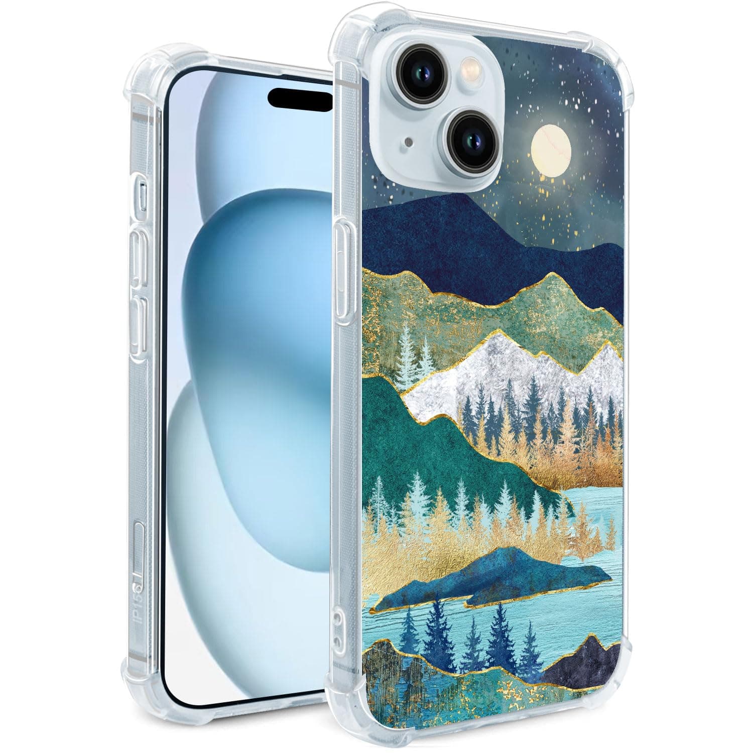 Hi Space Compatible with iPhone 15 Case 2023 6.1 Inch, Mountain Landscape Scenery Painting Ultra Clear Slim Flexible TPU Bumper Shockof tective for iPhone 15 Case Cover