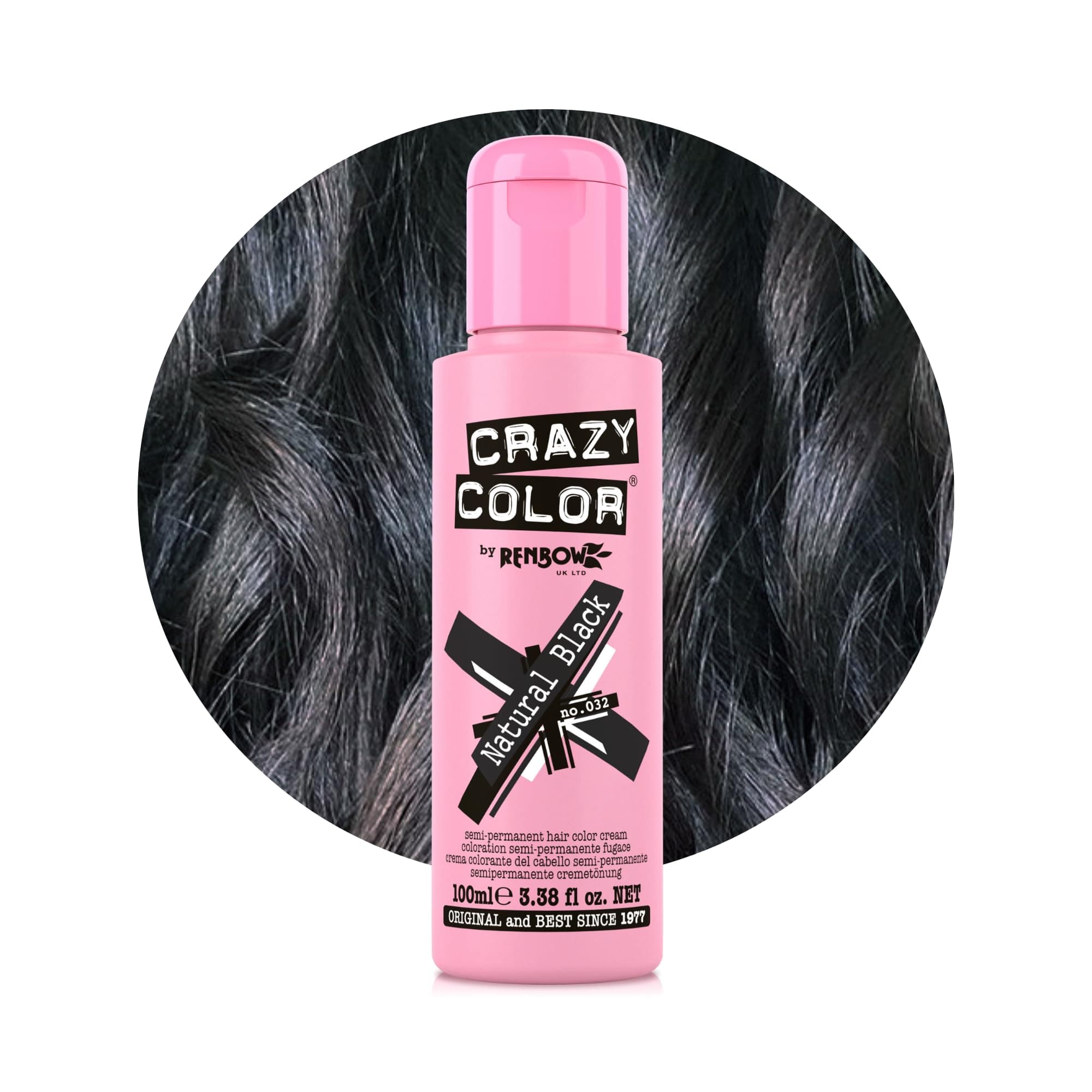 Crazy Color Natural Black Semi-Permanent Hair Dye. Highly Pigmented Brown Black Conditioning & Oil Nourishing Vegan Formula | No Bleach or Ammonia | 100ml