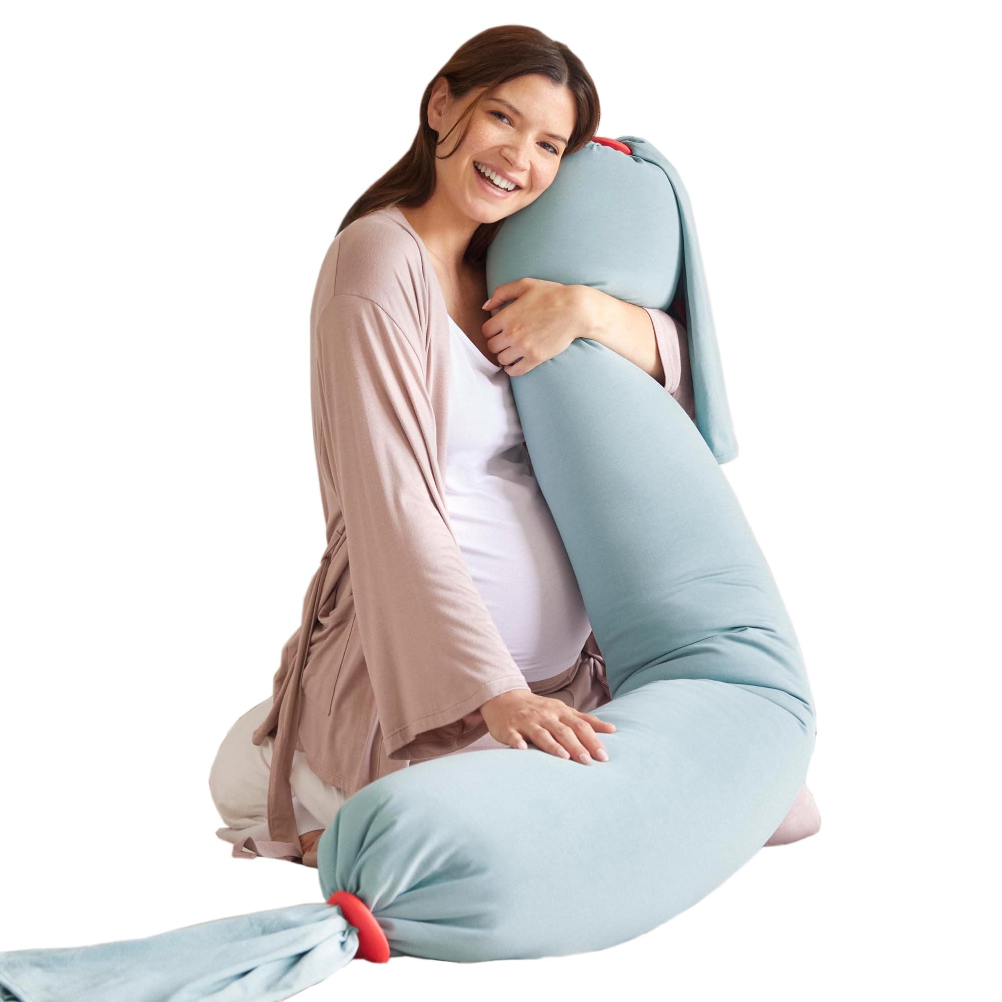 bbhugme Adjustable Pregnancy Pillow – Full Body Support for Side Sleeping - Adjustable Firmness and Shape - Supports Back, Legs, Belly, HIPS for Pregnant Women - Removable Cover - Eucalyptus