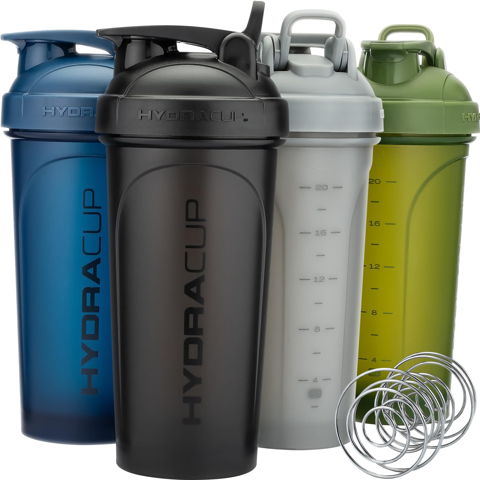Hydra CupOG [4 Pack] 28 oz Shaker Bottles for Protein Shakes, Shaker Cups with Ball Blender Whisk, Travel To Go, BPA Free (Dark, 4 Pack)