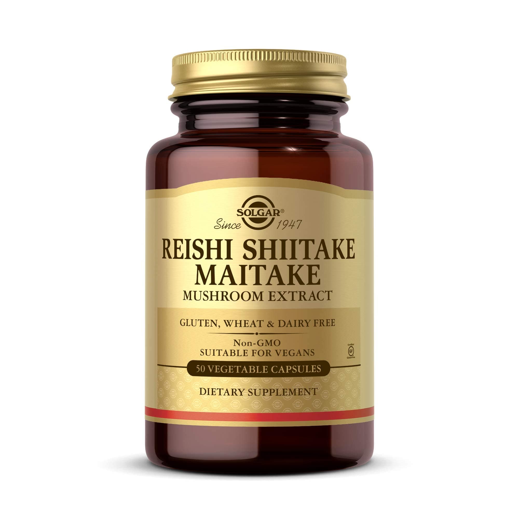 Multi-Mushroom Complex, 50 Vegetable Capsules - Reishi, Shiitake, Maitake Mushroom Extract - Natural Source of Beta Glucans - Non-GMO, Vegan, Gluten Free, Dairy Free - 50 Servings