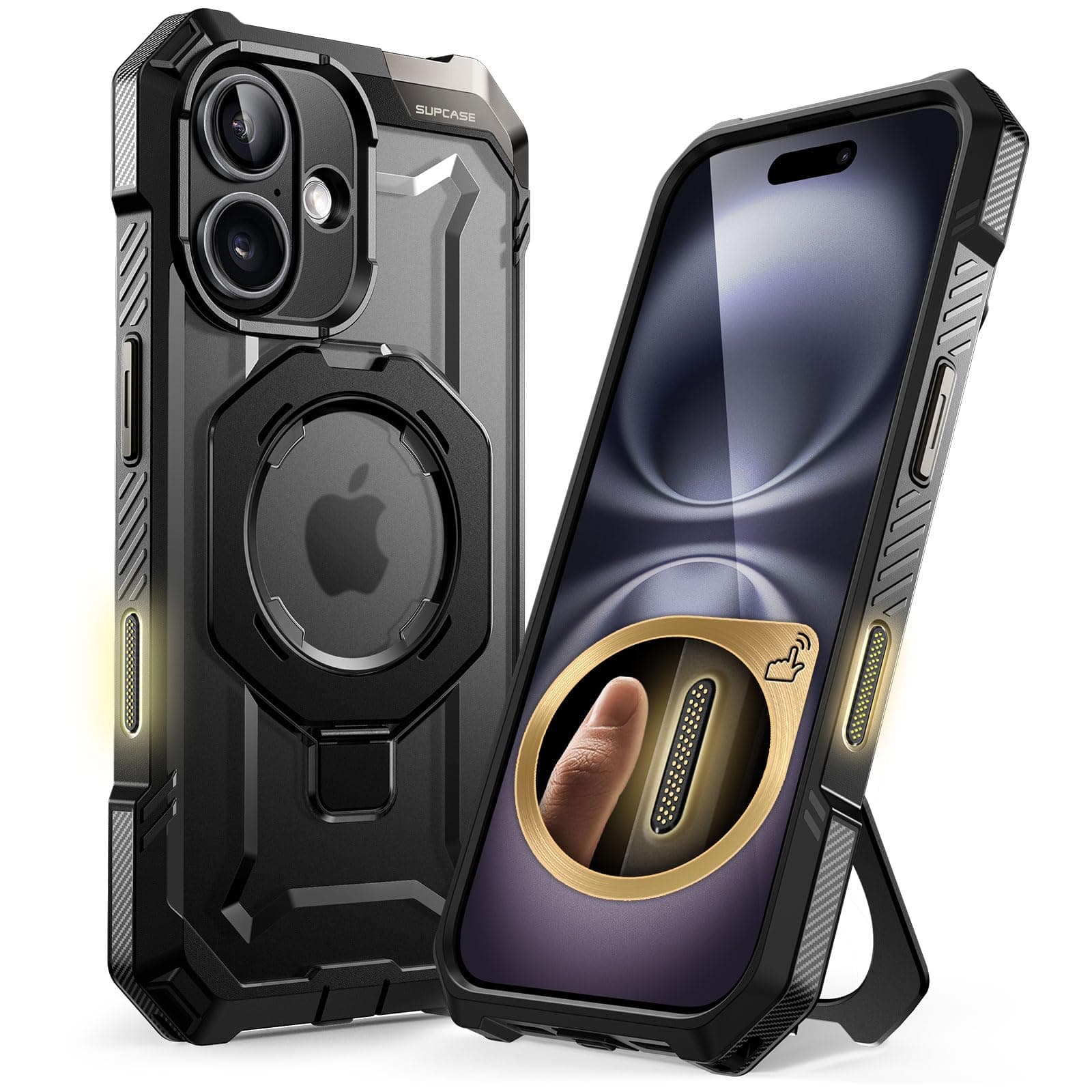 SUPCASE UBGrip Series iPhone 16 Plus Case, 6.7 Inch 2024 Camera Buttons, Compatible with MagSefe, Built-in Ring, Stand, Horizontal, Ultra Strong Magnetic, Shockproof, Military Standard Protection, Reinforced Squares, Anti-Slip, Supports Wireless Charging