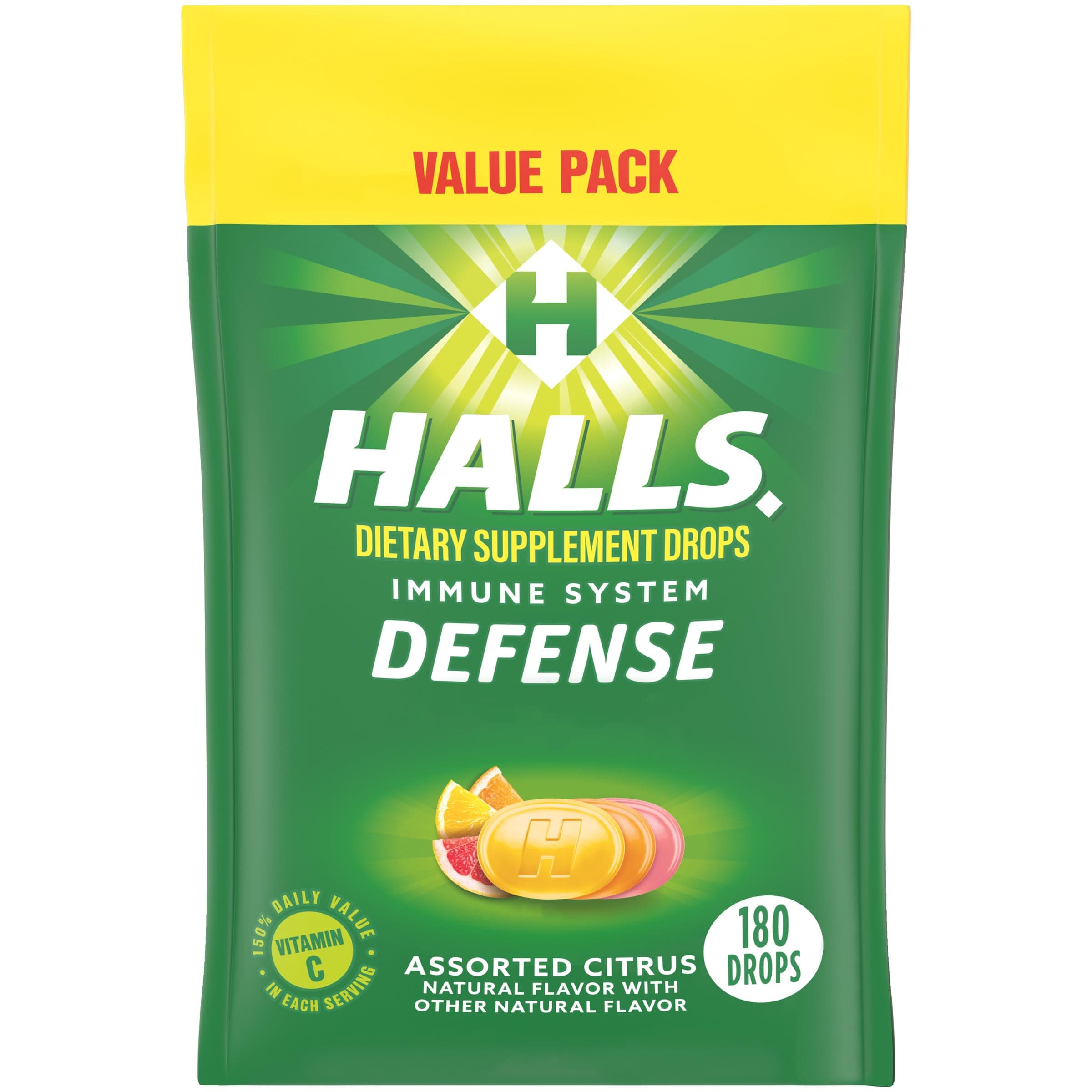 Defense Assorted Citrus Vitamin C Drops, Value Pack, 180 Drops