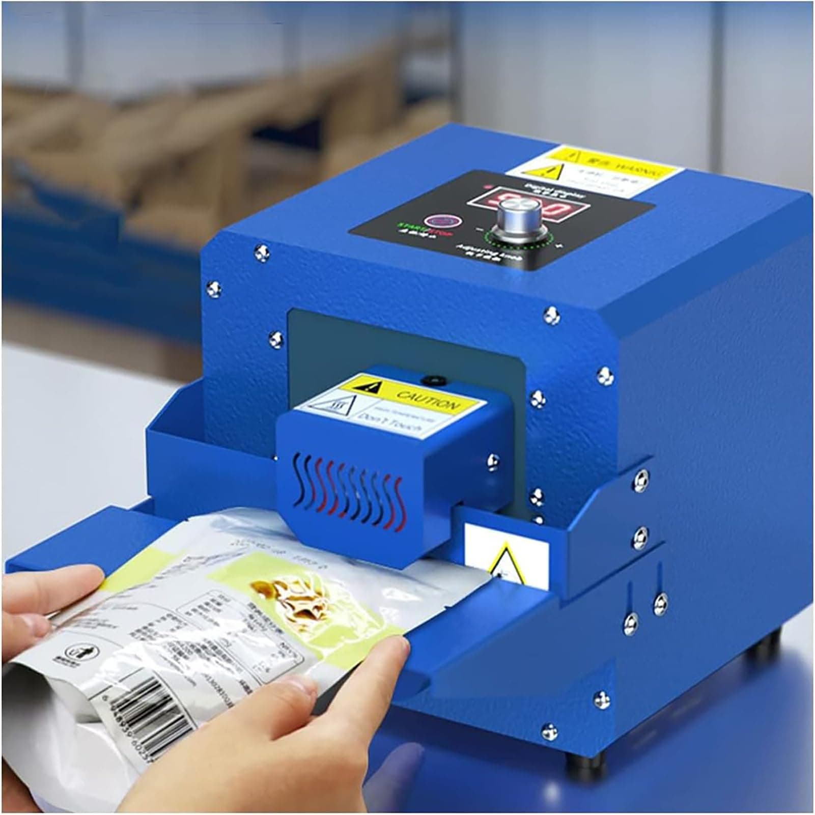 Heat Sealer Machine,Continuous Roller Sealer Automatic Plastic Sealing Machine,Bag Sealer For Cookies,Small Shops,Home Kitchen,285x188x188mm