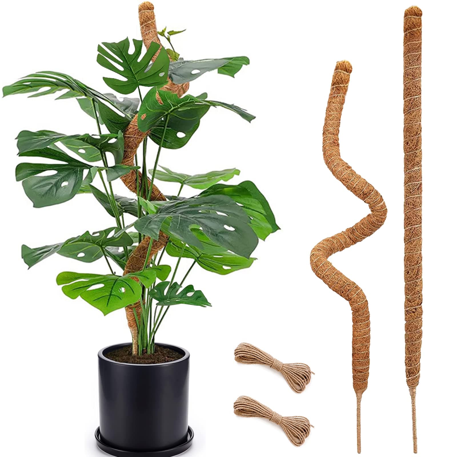 Soupiar 2 Pack Moss Pole, 28 Inch Bendable Moss Pole for Plants Monstera, Moss Poles for Climbing Plants Indoor, Coir Plant Pole Sticks Support Stakes for Potted Plants, Pothos, Philodendron