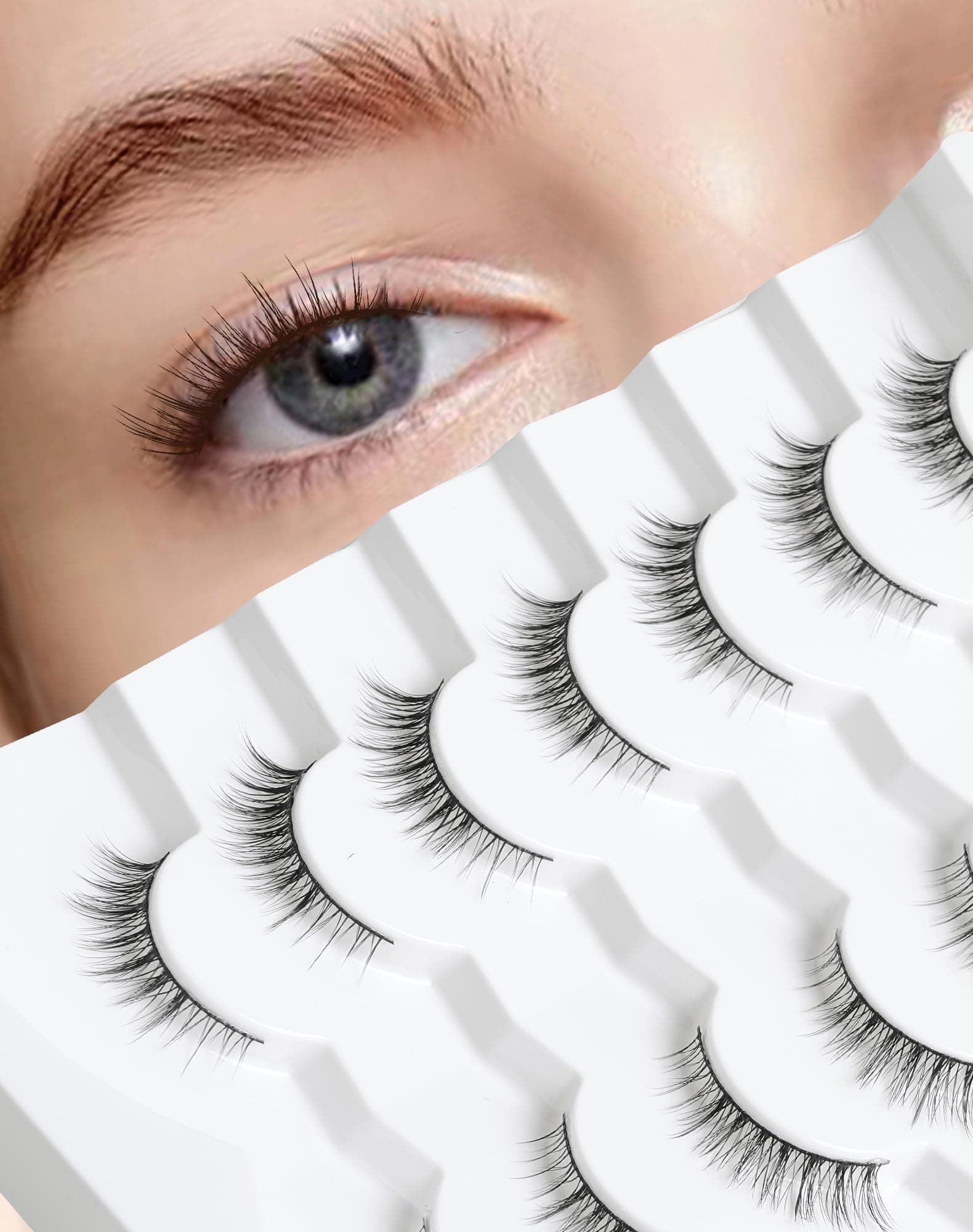 Short Lashes Natural Look Wispy Eyelashes Soft False Eyelash Fluffy Fake Small Cute Lash For Onlyall 7 Pairs HL50