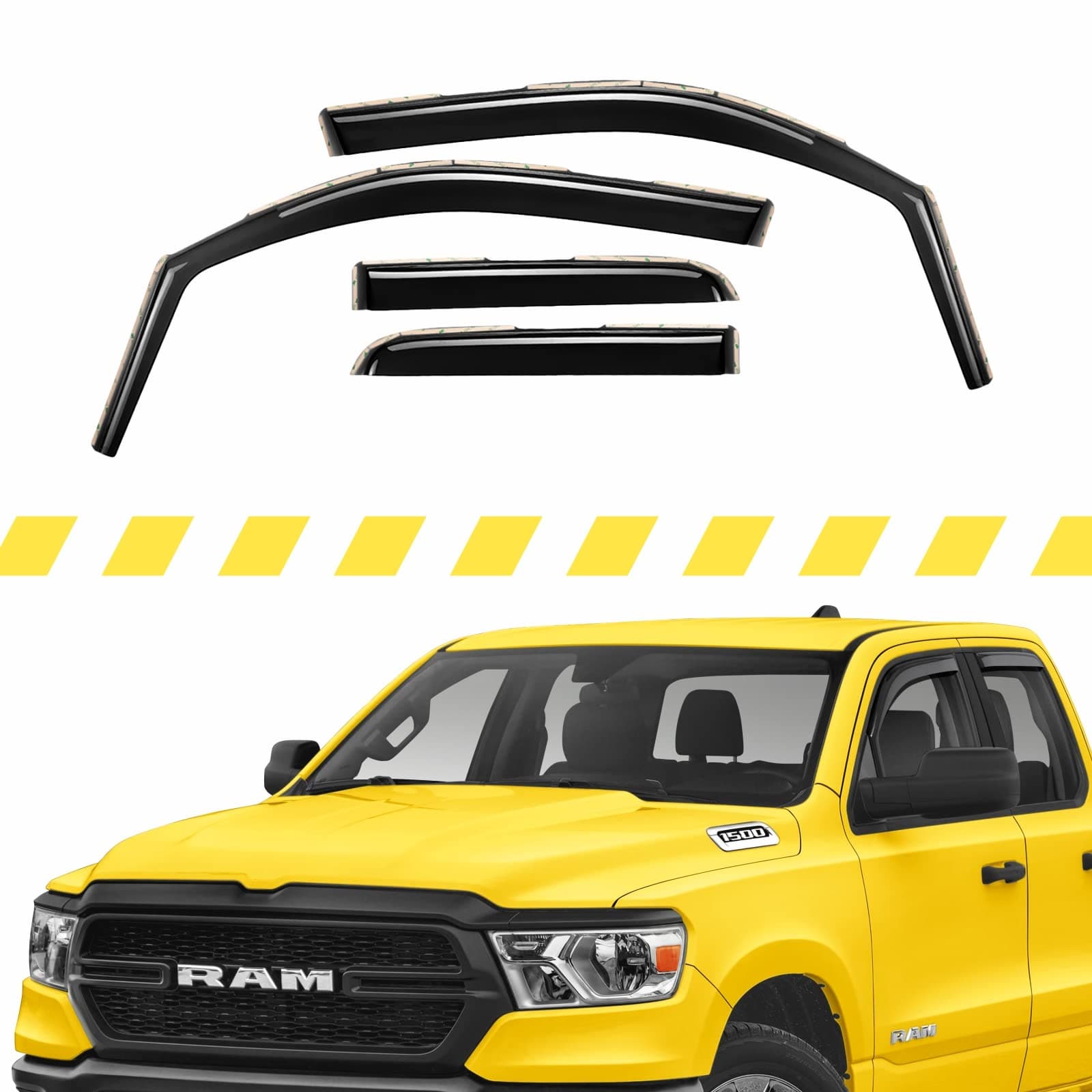 Extra Durable Window Deflectors in-Channel Window Visors Rain Guards Fit for Dodge Ram 1500 2019-2025 Quad Cab, Sun Visors, Wind VentVisors, Vent Shades, Exterior Truck Accessories - 4 pcs. AG0034