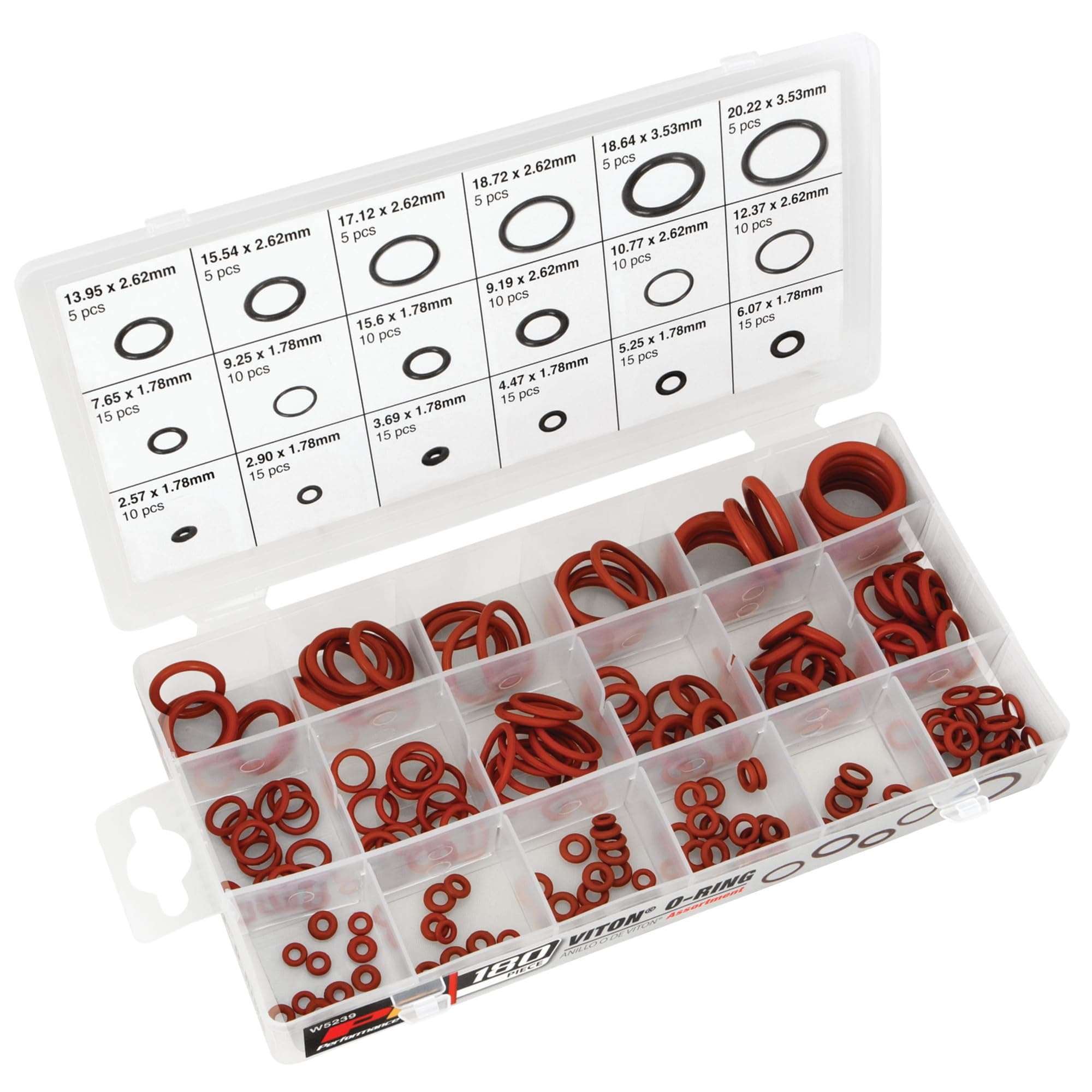 Performance Tool W5239 9Mm-20Mm Viton O-Ring Assortment (Polymer Viton, 18 Sizes 180 Pieces), Brown