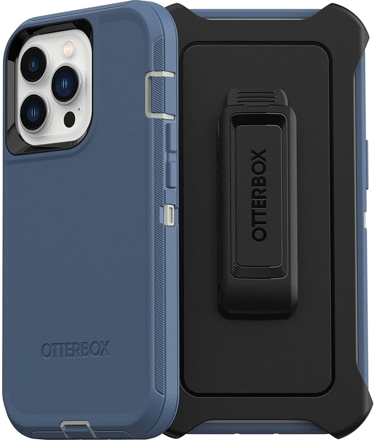 iPhone 13 Pro (ONLY) Defender Series Case - Fort Blue, Rugged & Durable, with Port Protection, Includes Holster Clip Kickstand