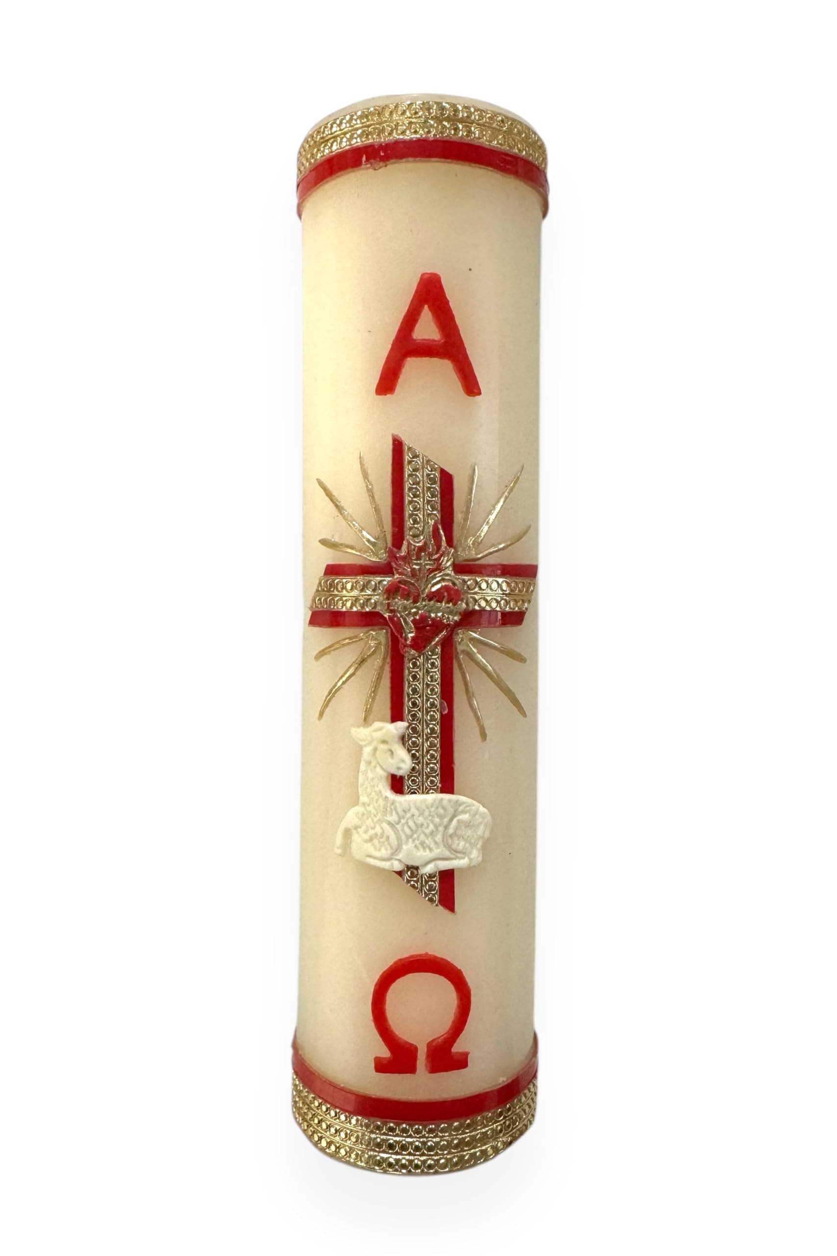 8" x 2" Cirio Paschal Candle Easter Lent Holy Week Cirio Pascual Lamb Cross Alpha Omega