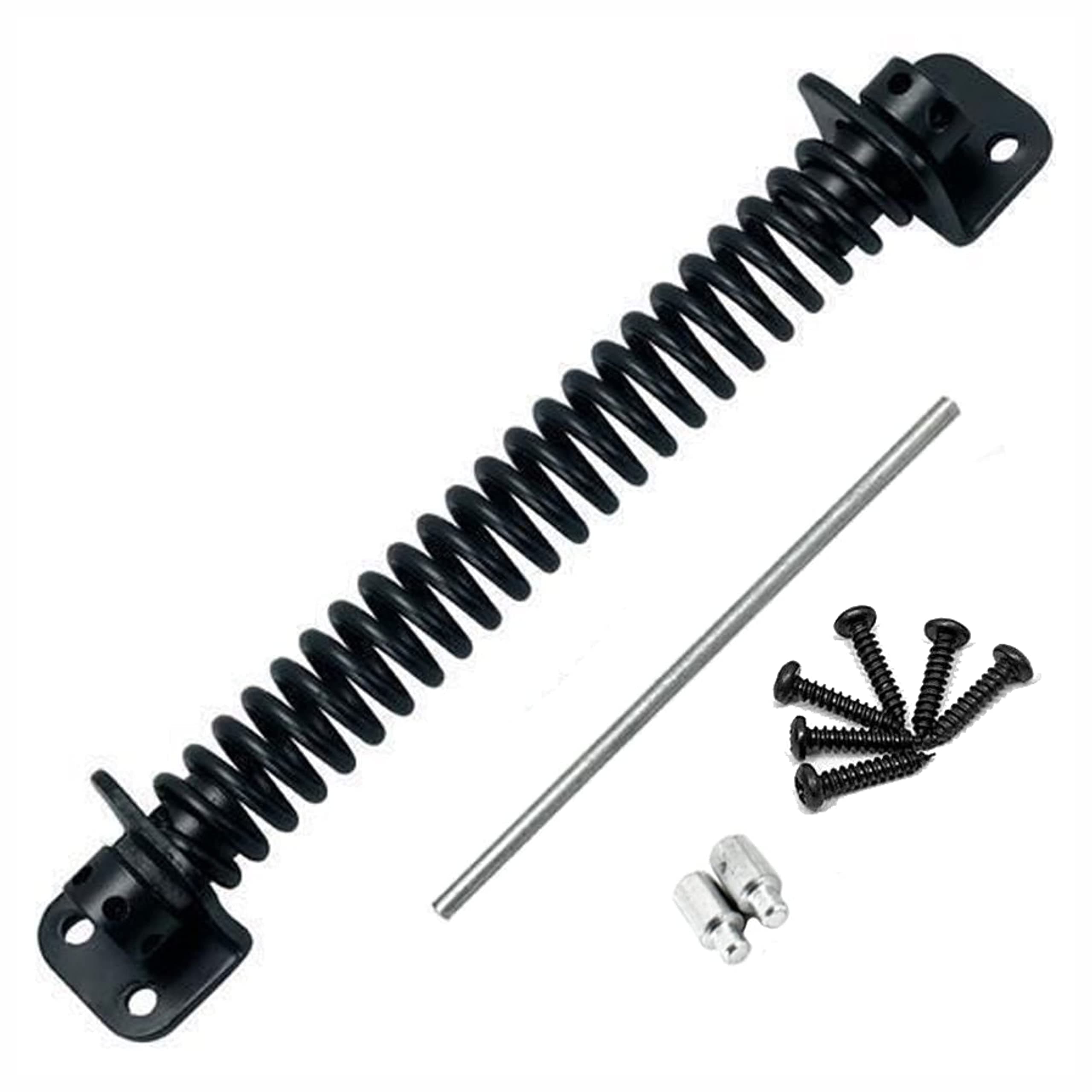 Gate Spring, Adjustable Garden Gate Spring, Gate Closer for Wooden gate, Gate Latch, Garden Gate Lock, Gate Spring Closer with Fittings Wooden Gate – 200mm (Gate Spring 200mm 1pk), Black