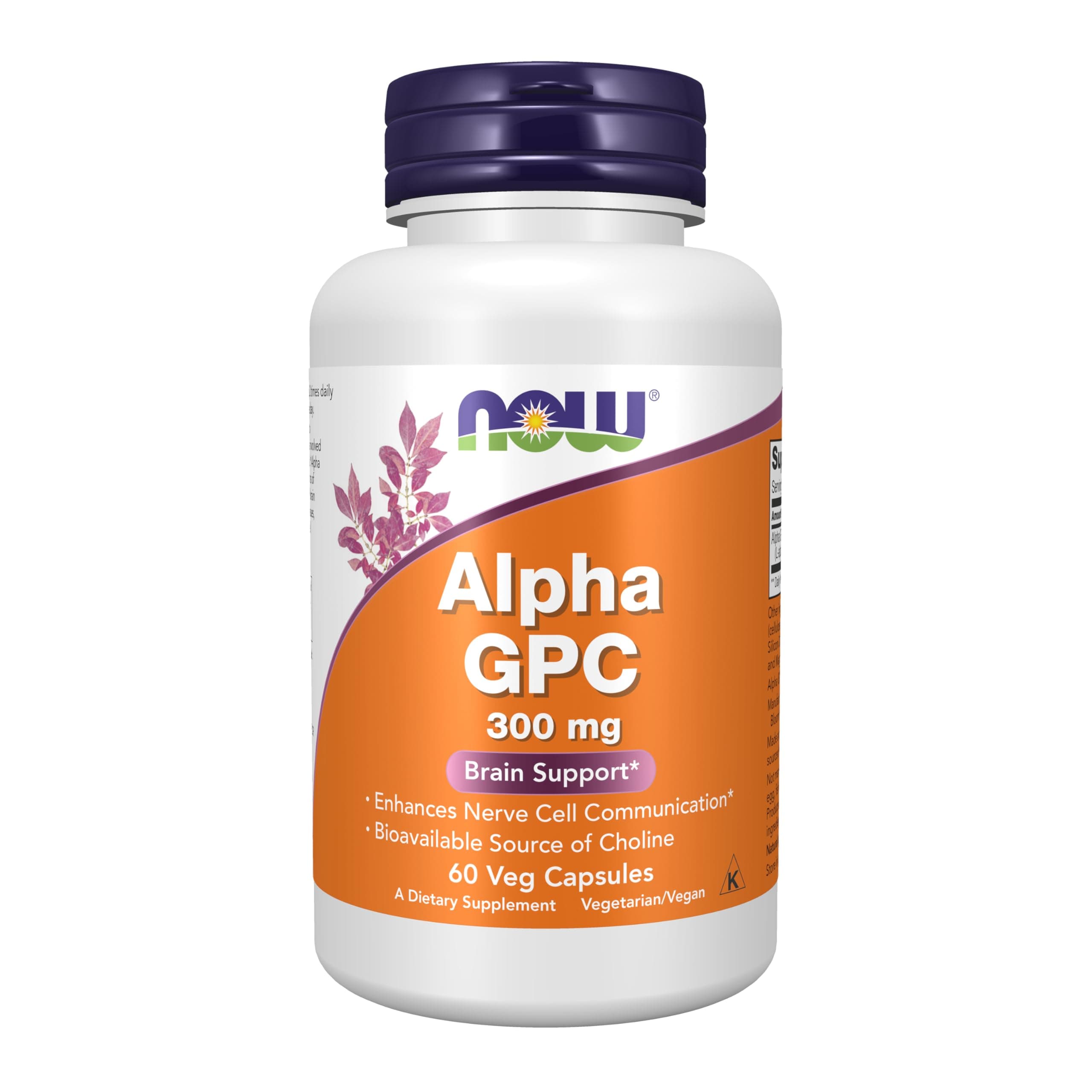 NOW Supplements, Alpha GPC 300 mg with Bioavailable Source of Choline, 60 Veg Capsules