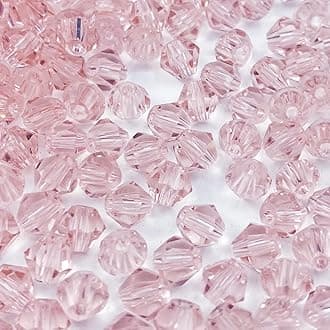 200pcs Bicone Crystal Beads 6mm Crystal Glass Faceted Beads for Necklace Bracelet Earrings DIY Jewelry Crafts Making Supplies(Light Pink)