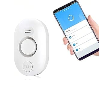 METAK Water Leak Detector Alarm: WiFi Water Flooding Monitor Smart App Sink Overflow Monitoring Adjustable Wet Moisture Alert Pipe Leakage Drip Detection Warning for Home Basement Floor