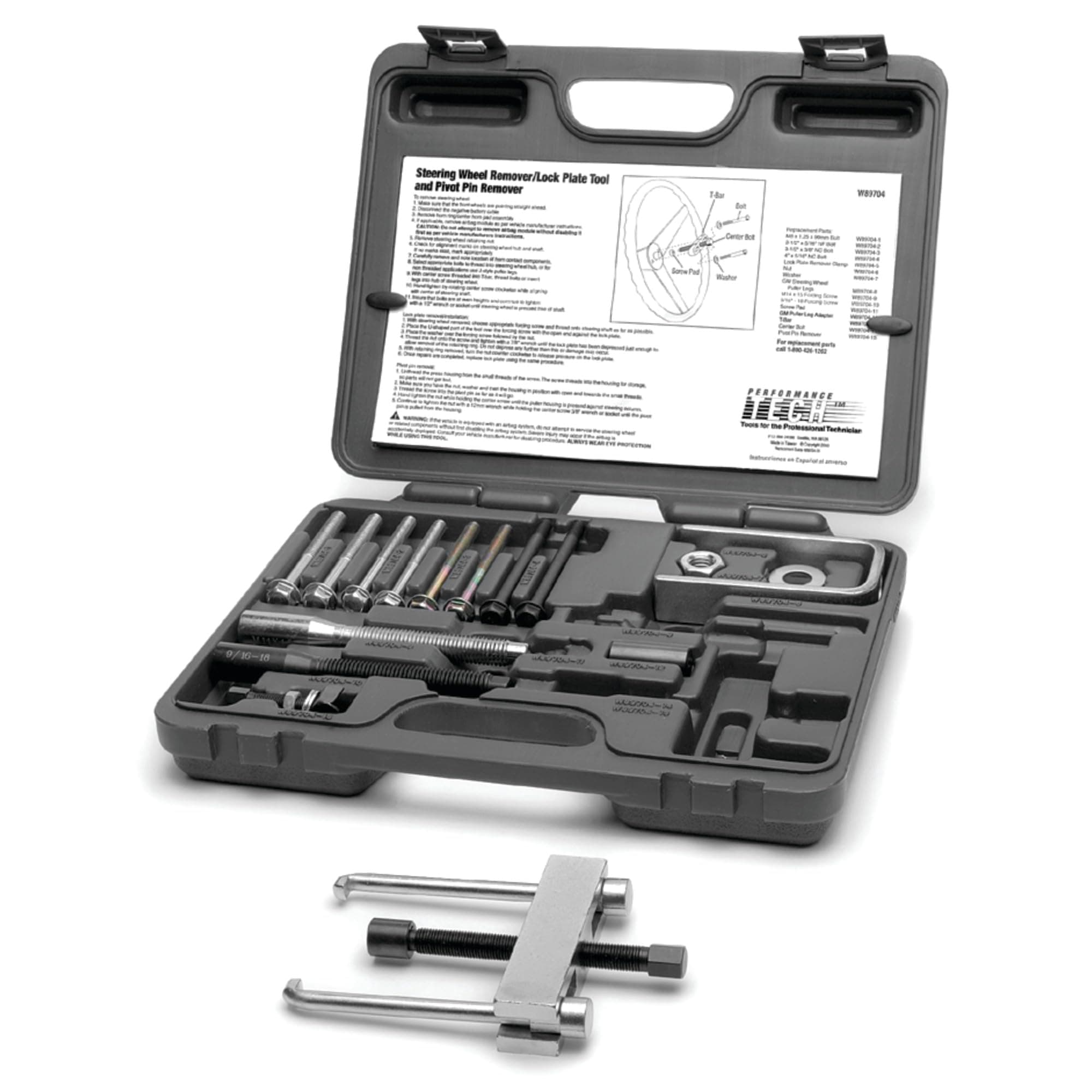 Performance Tool W89704 Steering Wheel Removal Kit - Includes Puller, Bolts, and Tools for Automotive and Light Trucks