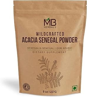MB Herbals Acacia Gum Powder 8 oz (½ lb / 227g) | Gum Arabic Powder from Acacia Senegal | Wildcrafted, Gluten Free Plant-Based Edible Gum for Baking, Smoothies & Wellness