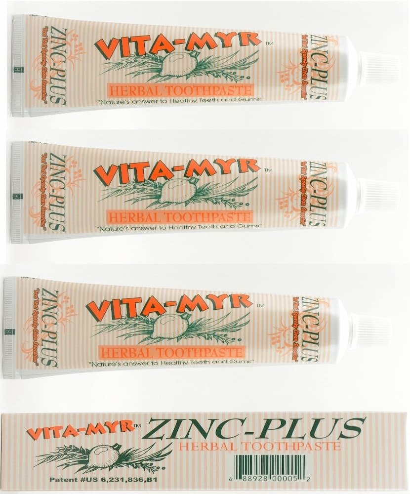 VITA-MYR 3 Pack Zinc Plus Toothpaste 4 oz