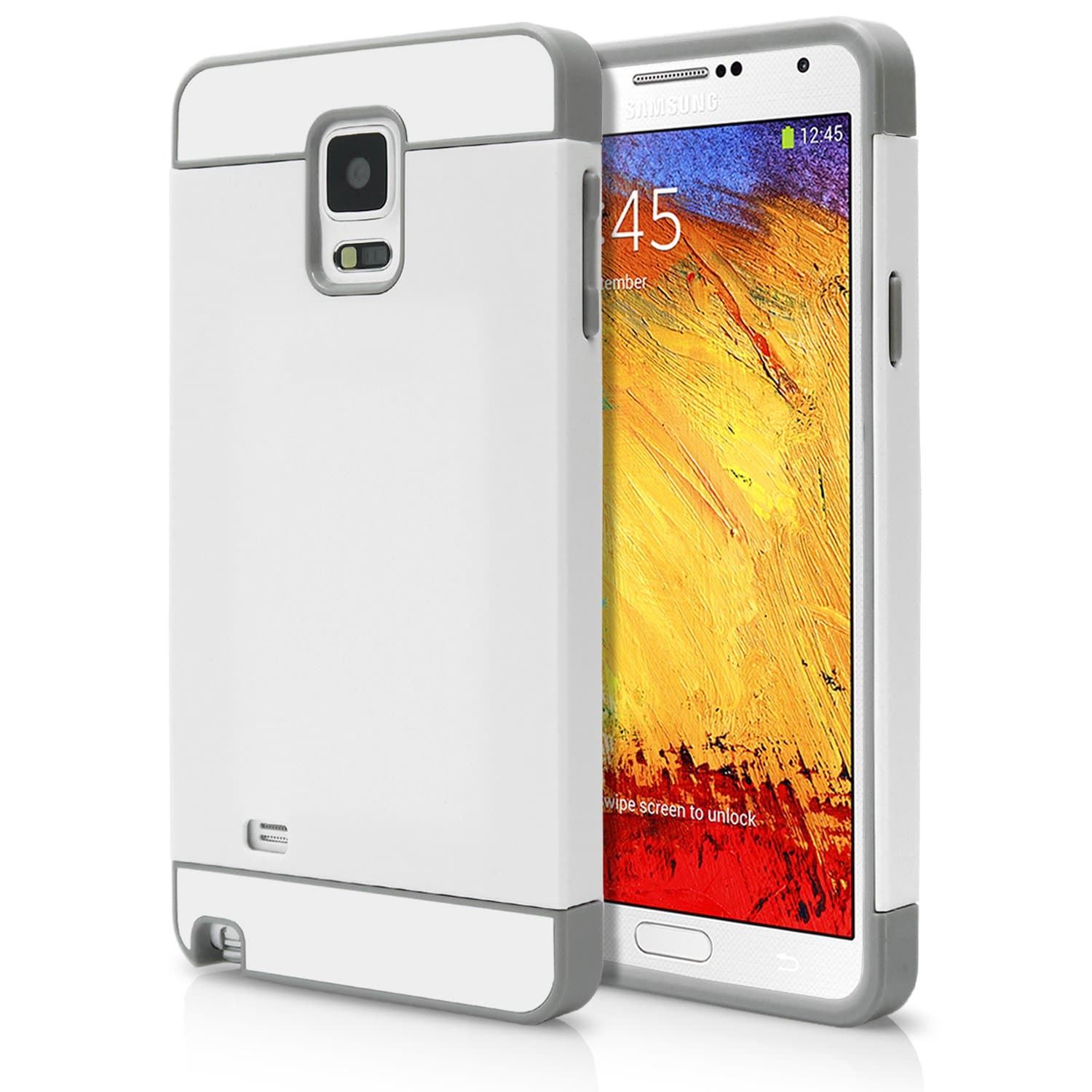 Galaxy Note 4 Case, MagicMobile Cute Ultra Slim Protective Case for Note 4 [Heavy Duty] Hard Thin Shockproof Resistant Flexible TPU for Samsung Galaxy Note 4 Cute Armor Cover, White - Gray