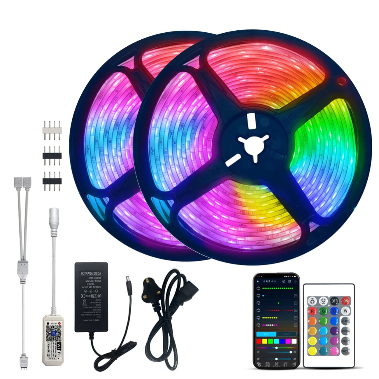 10M Smart LED Strip Light, Music Sync Color Changing RGB Led Strip Lights with Remote App Control Bluetooth Led Strip, Led Lights for Room Home Kitchen Decor Party