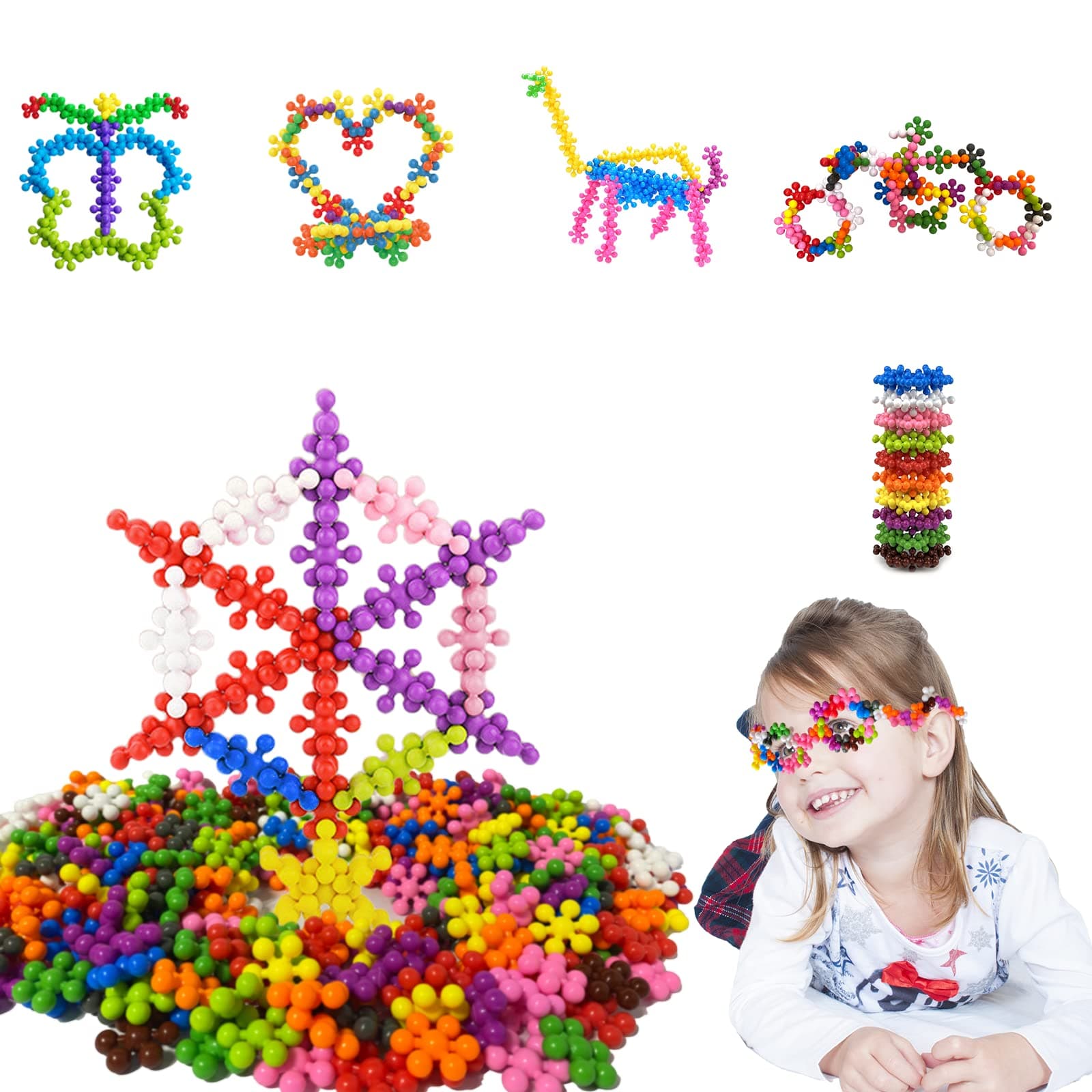 200 Pieces Bristle Snowflake Interlocking Building Blocks Creative Preschool Gears Stem Toys for Kids Ages 4-8 Educational Learning Building Toys Plastic Disc Set for Boys And Girls Toddlers 3+