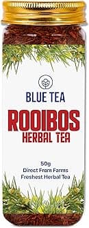 BLUE TEA - Rooibos Tea - 50gm - 50 Cups | ANTIOXIDANT RICH | Weight Management - Flower Based - Detox Tea - Herbal Tea - Gluten Free - Non-GMO | Featured In Shark Tank | Pet Jar Packaging