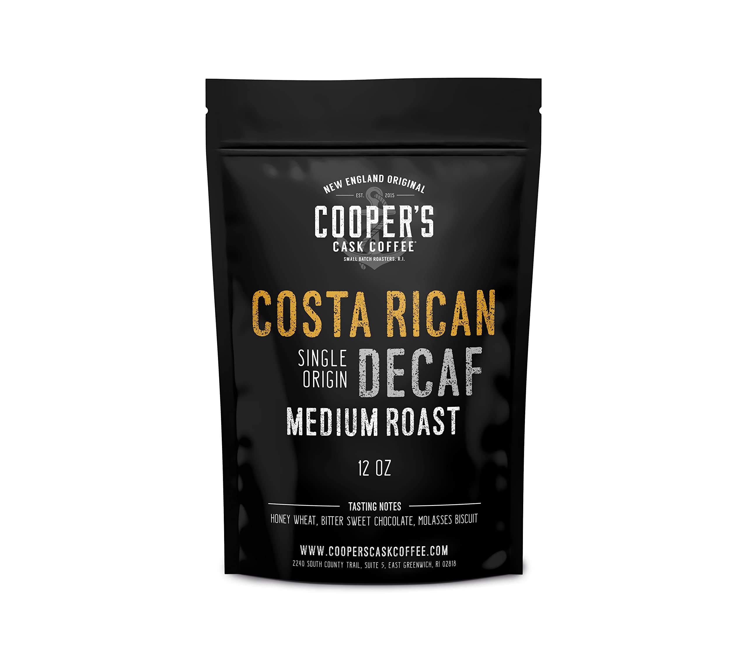 Decaf Costa Rican Coffee Medium Roast, Swiss Water Processed Decaffeinated - 12oz Bag