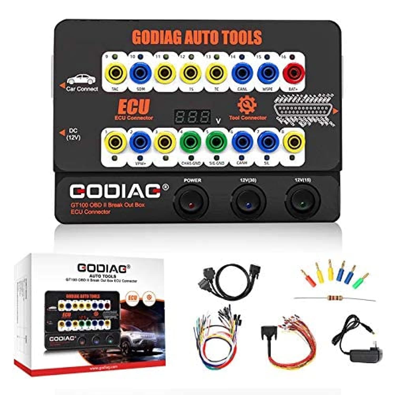 GODIAG Breakout Box -OBD2 Protocol Detector Car Test Box for OBDII Protocol Communication Detection/ECU Tool Maintenance/Diagnosis/Programming/Coding