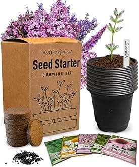 Tea Growing Kit - Includes Medicinal Lavender, Chamomile, Lemon Balm, Peppermint and Echinacea Heirloom Garden Seeds, Grow Pots, Soil, Plant Markers, Indoor Herb Kit Outdoor Tea Garden Kit