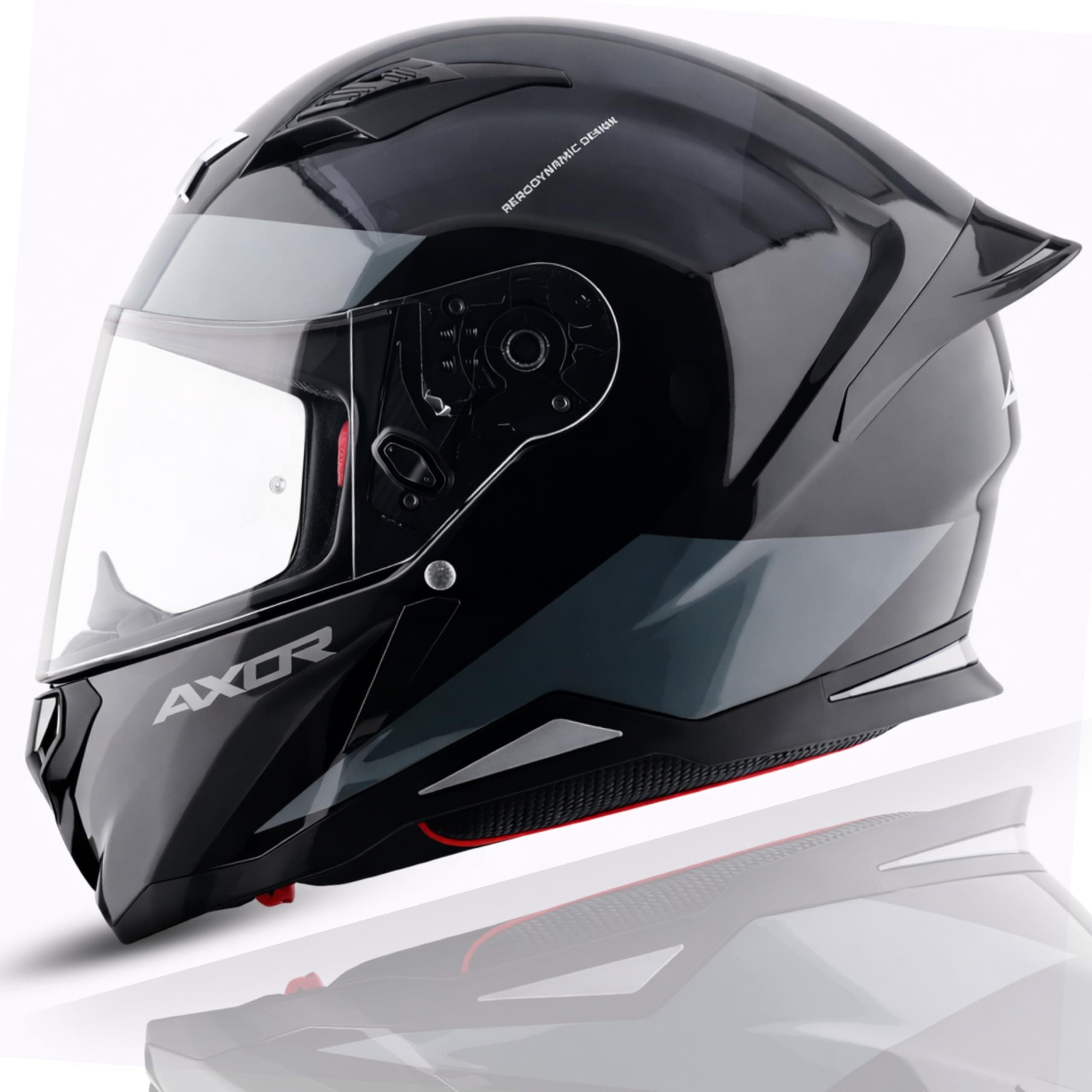 Axor Hunter Turbo ISI ECE and DOT Certified Gloss Finish Full Face Helmet for Men with Pinlock Fitted Clear Visor-Black Grey-XL