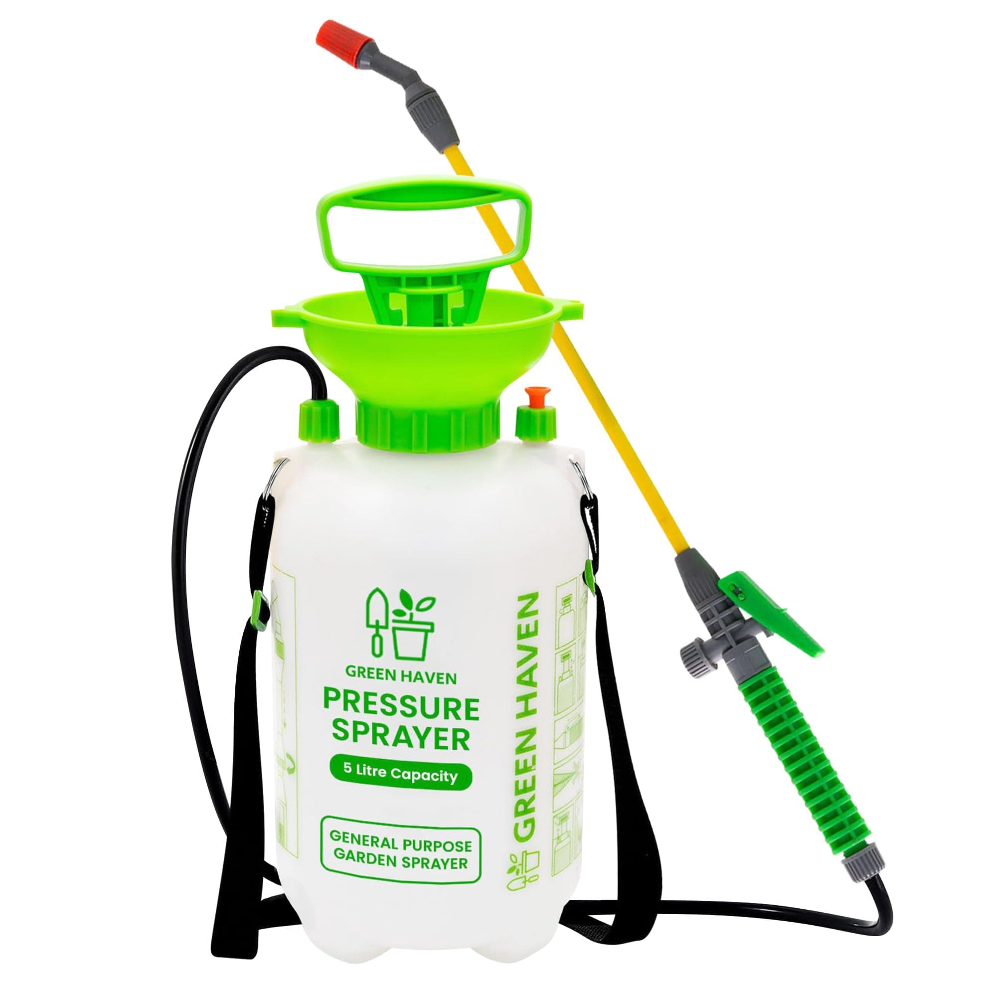 5 Litre Pump Action Pressure Sprayer –Pump sprayer with Adjustable Sprayer & Carrying Strap | High-Pressure Pump Spray for Weed Killer Pesticides Fungicides Cleaning | Water Sprayer Bottle