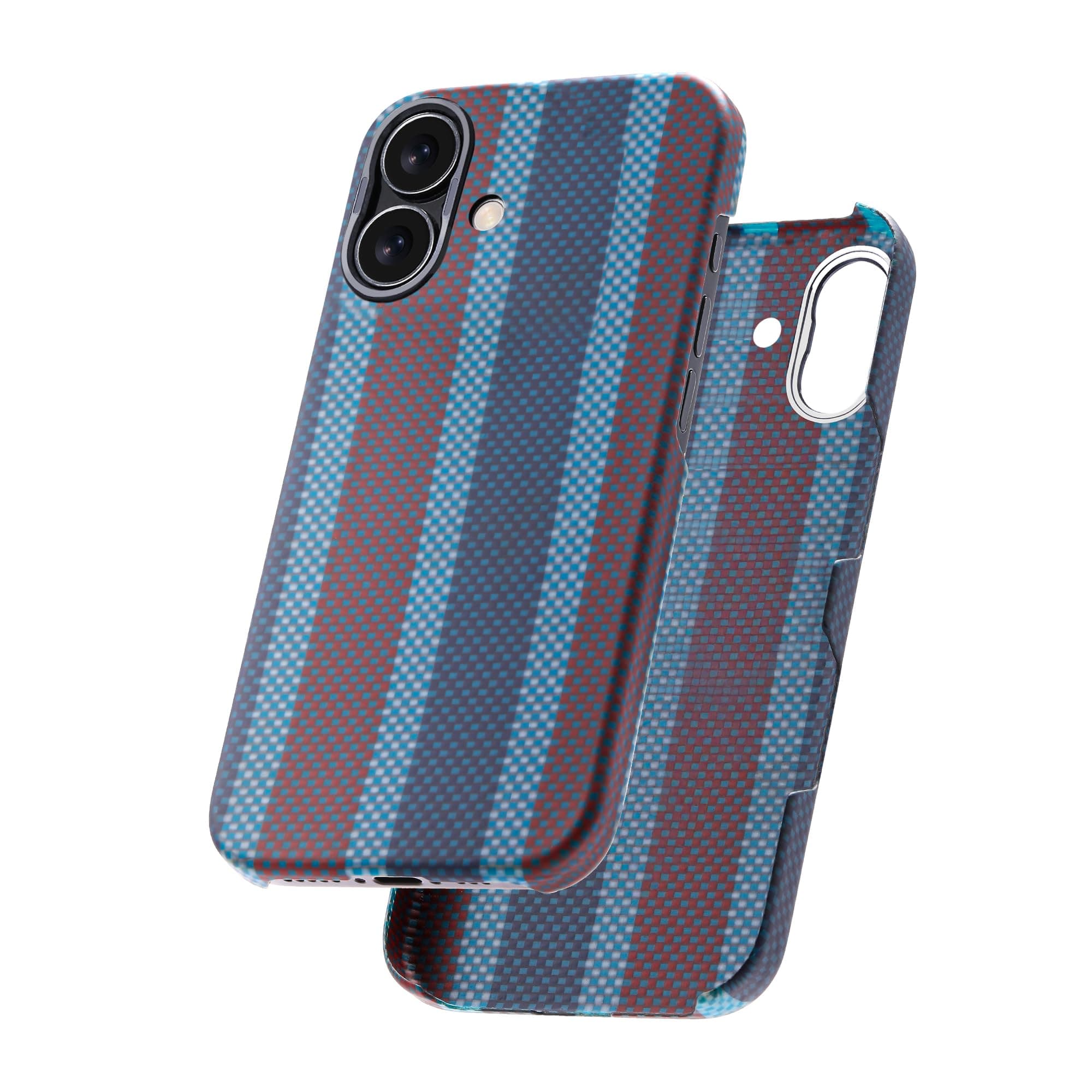 Aramid Fiber for iPhone 16 Plus Case,Compatible with Magnet,Slim & Light for iPhone 16 Plus, Case-Less Touch Feeling,Red-Blue Stripes