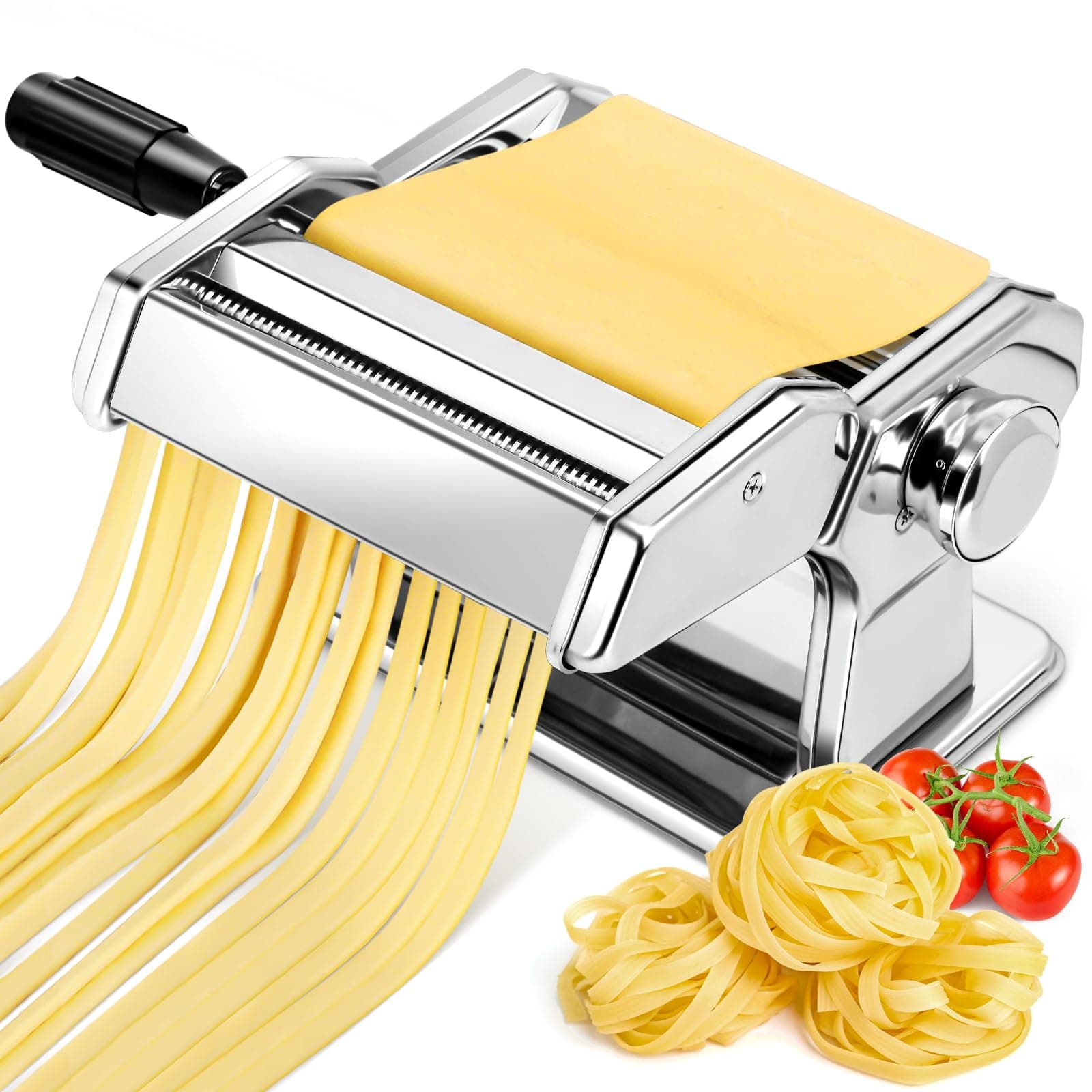 3-in-1 Pasta Maker with Cleaning Kit, Adjustable Thickness Settings Pasta Maker Machine with Pasta Roller and Cutter, Dual Width Noodle Maker for Pasta, Spaghetti, Fettuccine, Lasagna