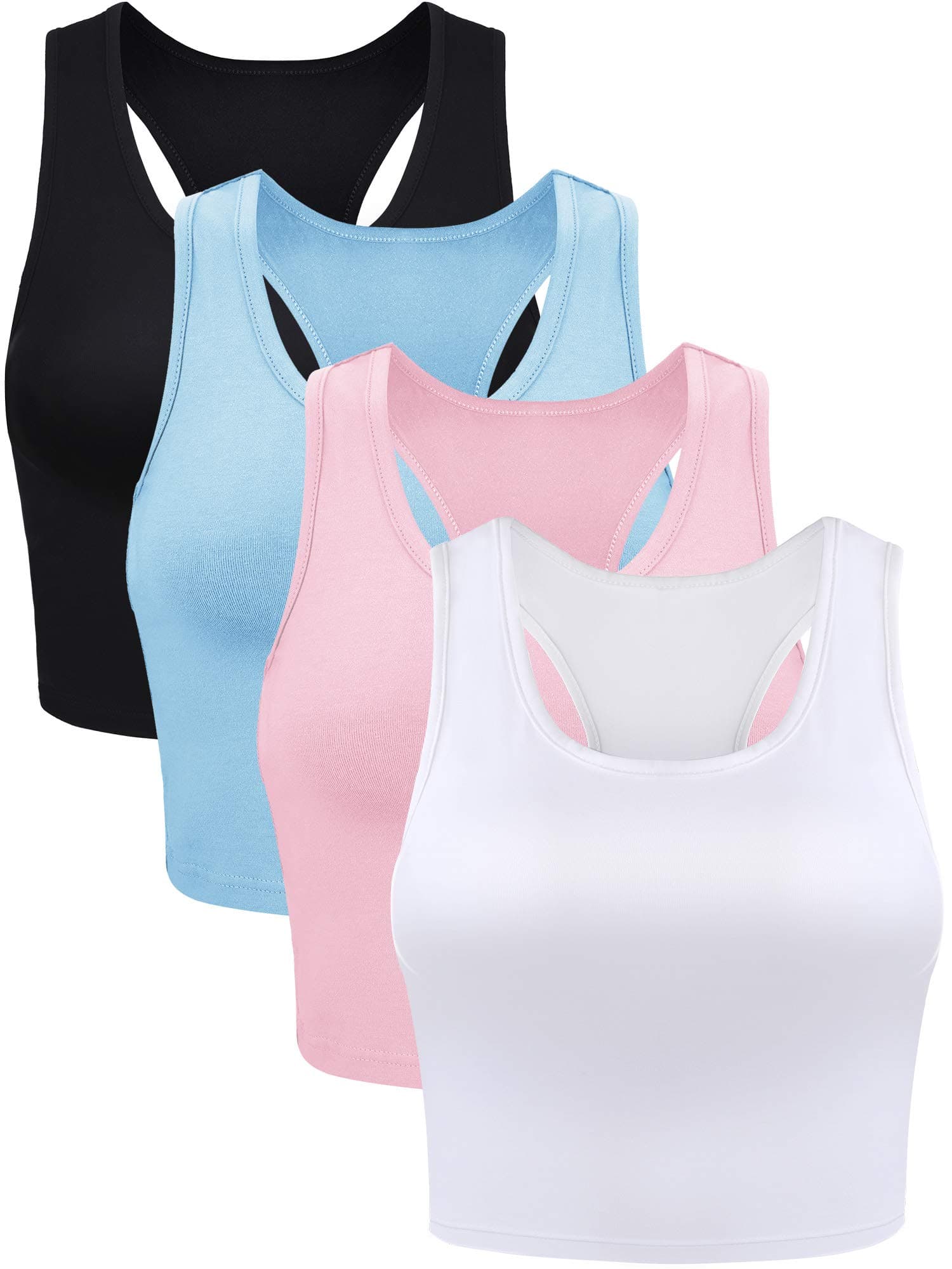 BoaoWomen's Basic Crop Top Tank, Opaque (Pack of 3)