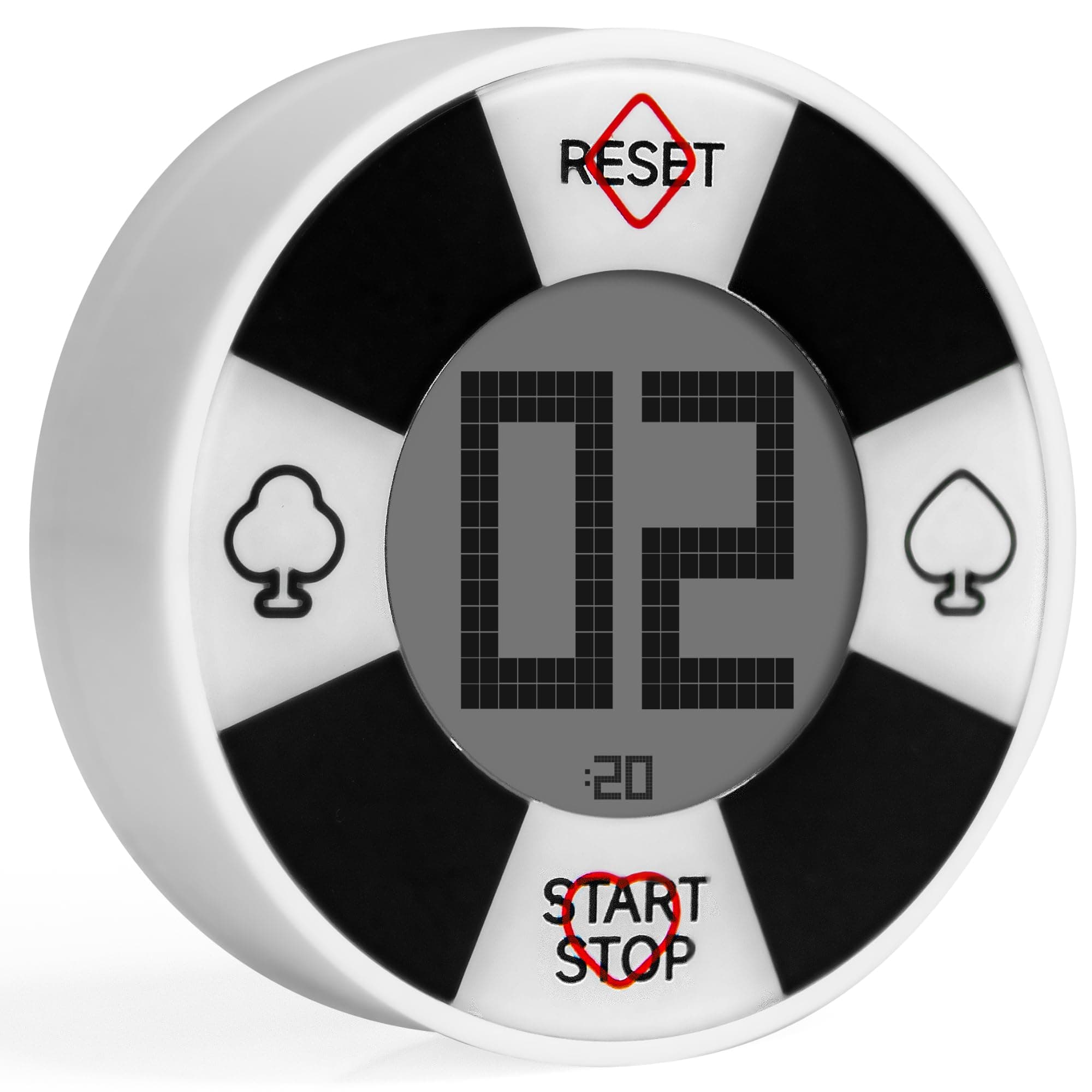 Poker Dealer button with Timer - Complete The poker chips set! Texas hold em digital shot clock game timer. Poker accessory for Poker table and games night. Great gift or Poker decor.