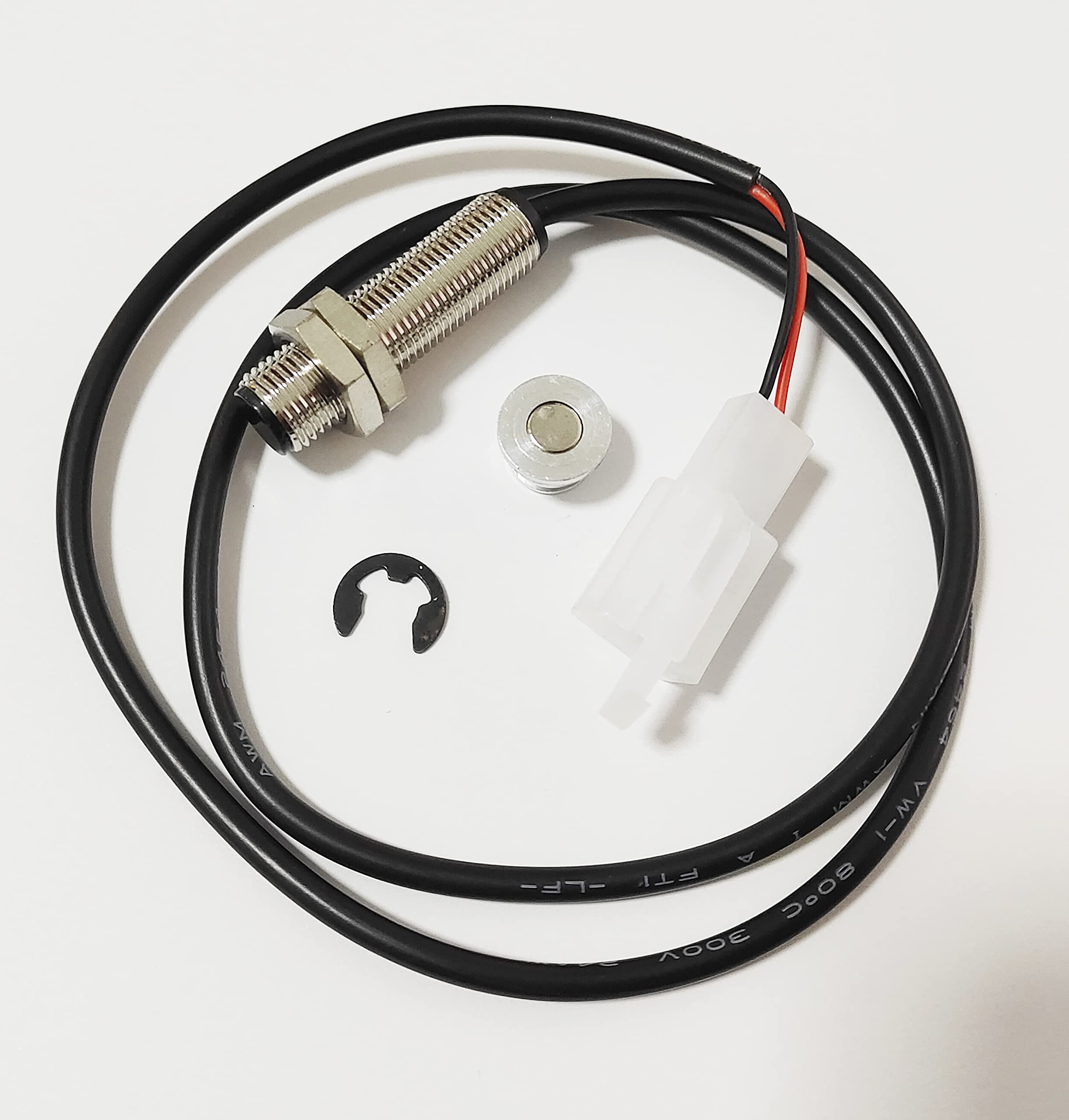 Hall Sensor Cable Inductive Wire + Sensor Magnet for LCD Digital Odometer Speedometer Tachometer Motorcycle Scooter (2 Wire Cable)