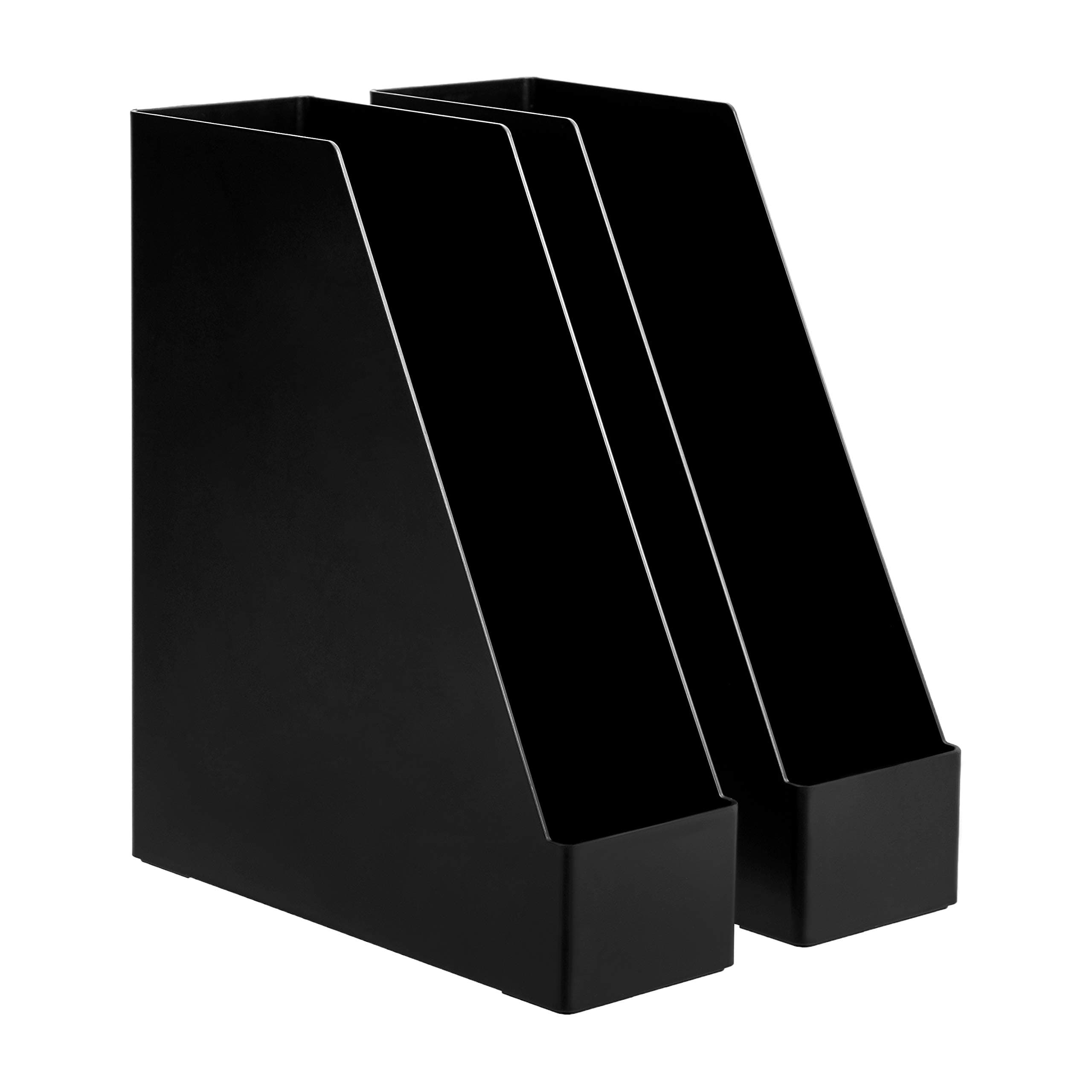 Amazon Basics Plastic Desk Organizer Vertical Magazine Rack and File Holder, Black, 12-Pack