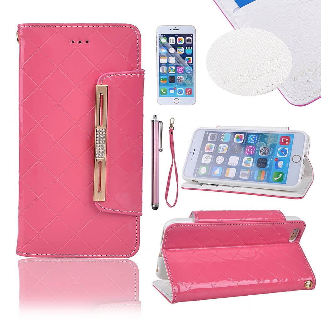 iPhone 6 Plus Case,OutProof iPhone 6 Plus Case 5.5 Inch Leather Case Slim Wallet Book Cover +plus Stand Feature with Credit Card ID Holders for iPhone 6 Plus [Pink]