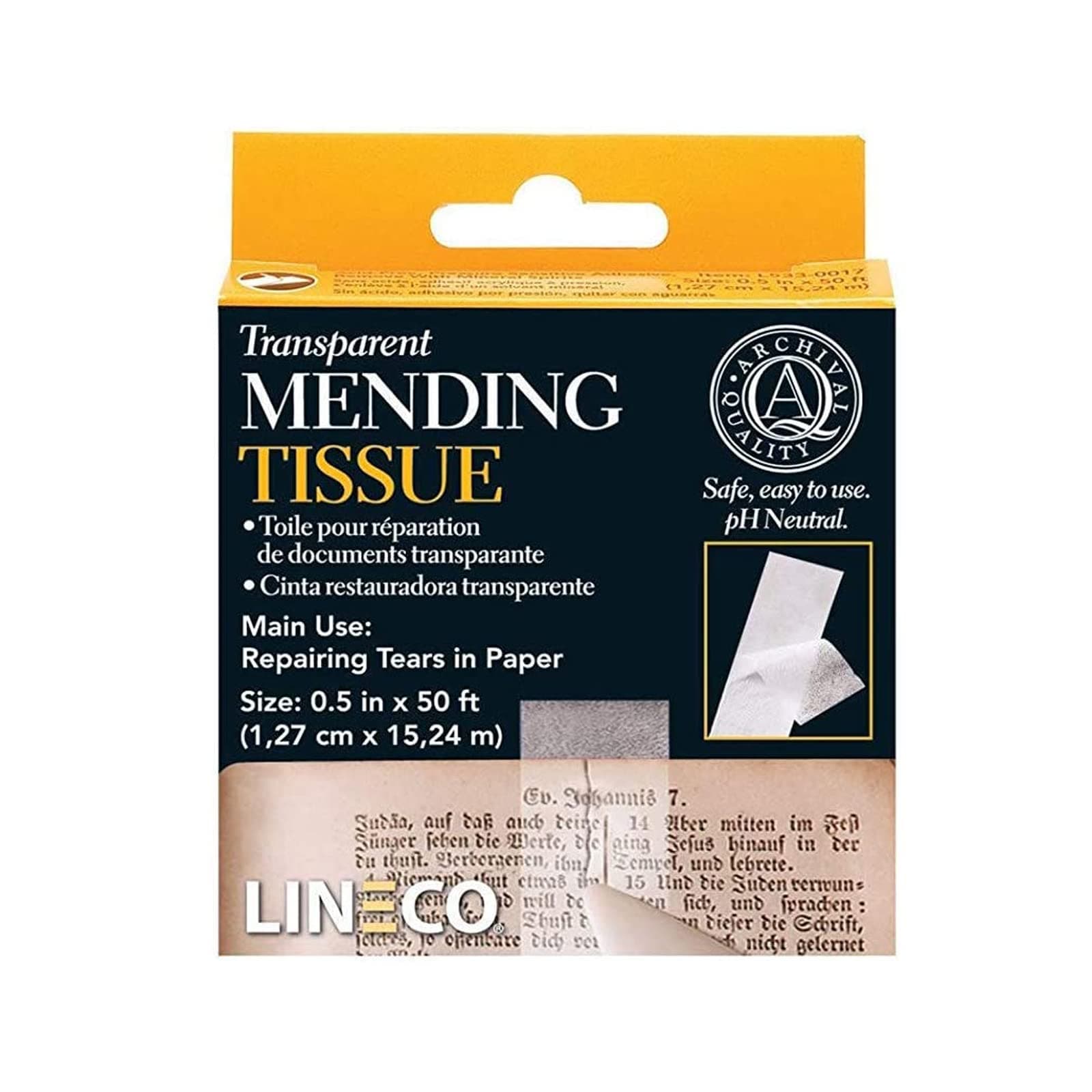 Transparent Mending Tissue Tape 1/2"x50'