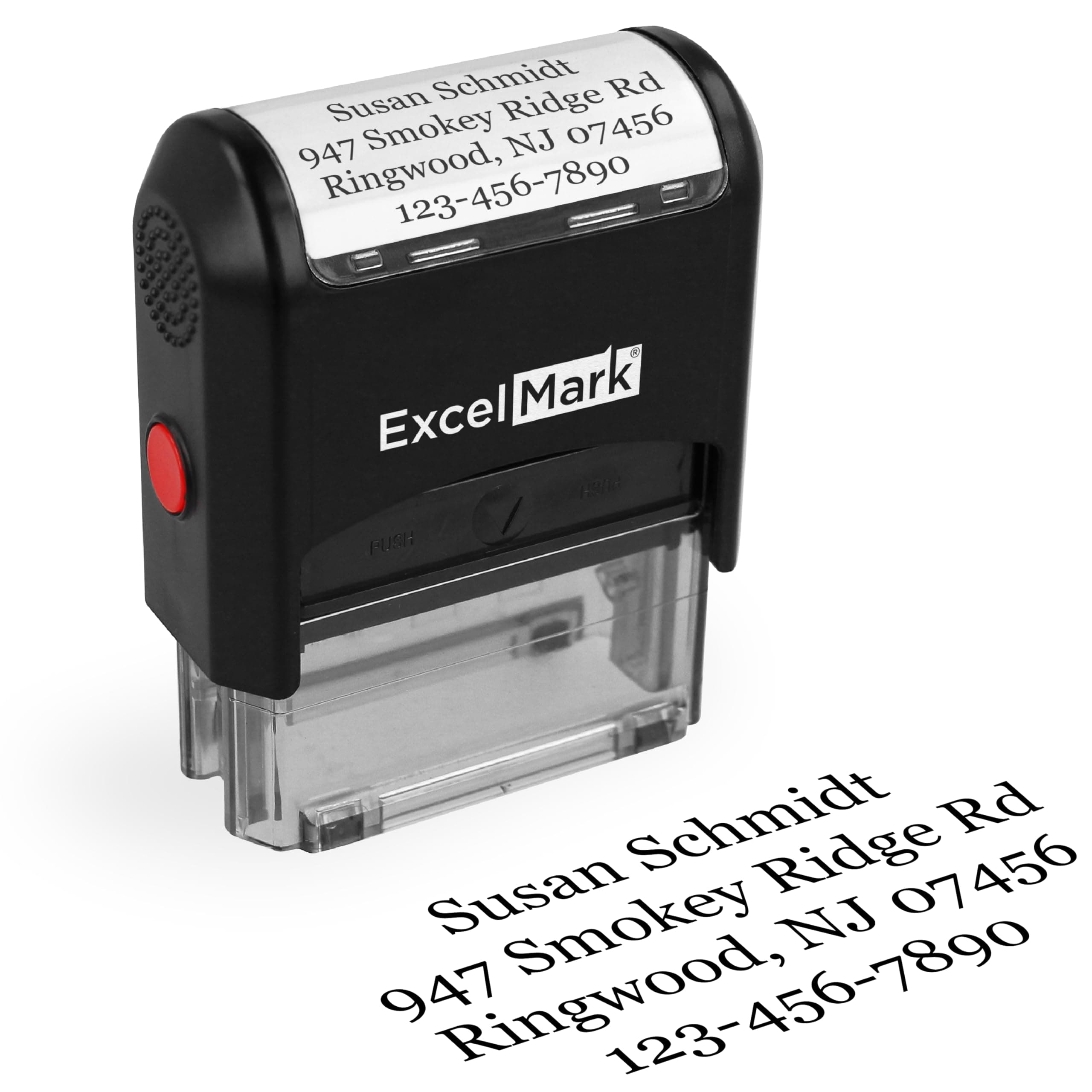 ExcelMark Custom Stamp – Clear & Crisp Impressions – Personalized Self-Inking Rubber Stamp – Use for Address Stamp and More (Medium)