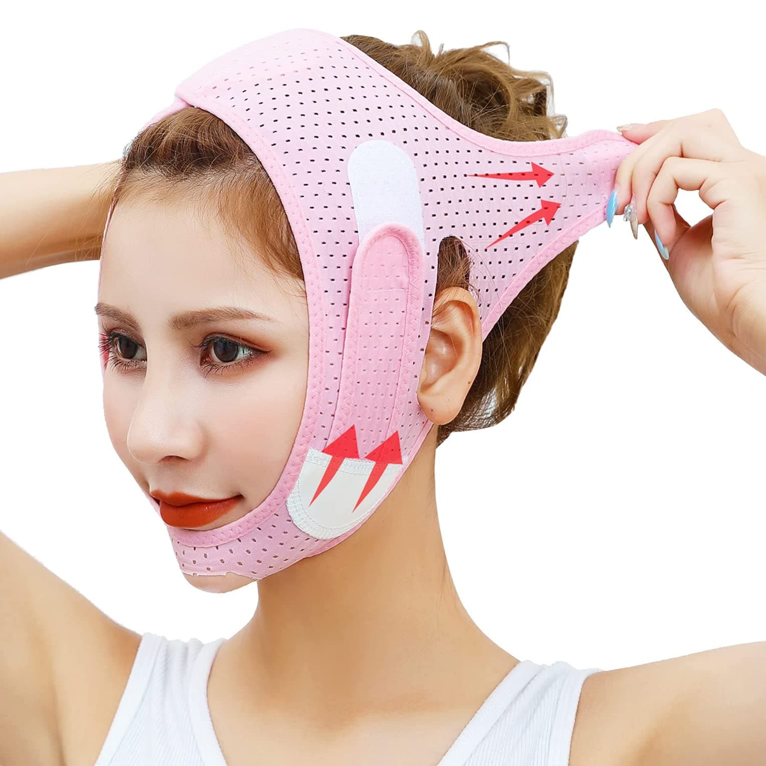 ELECDON Double Chin Reducer, Face Slimming Strap, V-Shaped Mask Chin up Face Lifting Belt for Women and Men, Anti- Wrinkle Face Mask, Lifting Bandage for Saggy Face Skin Reusable Mask Facial Slimming