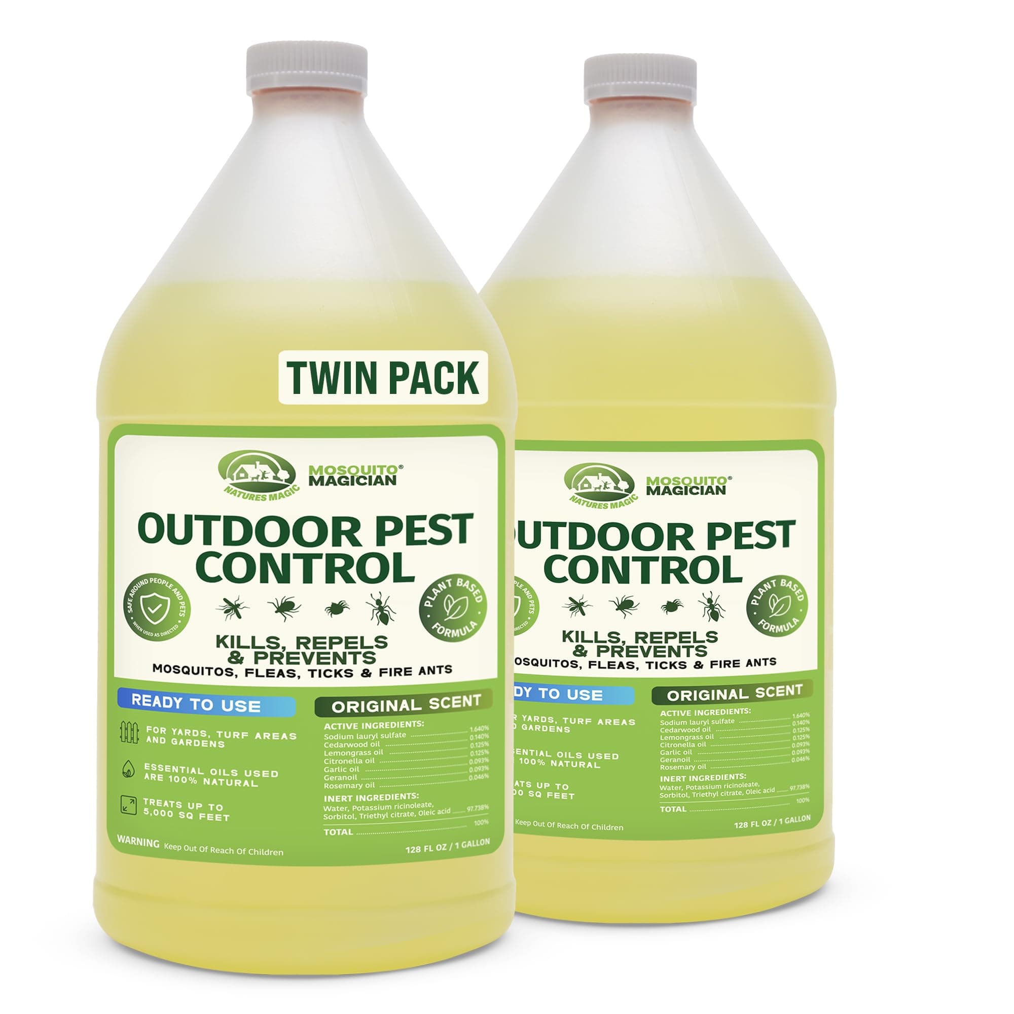 Ready to Use Liquid Solution – Kills Mosquitoes, Fleas & Fire Ants – Use with Mosquito Foggers, Sprayers & Misting Systems – Pet & Yard Safe for Lawns, Patios, Outdoors, 2 Gallon
