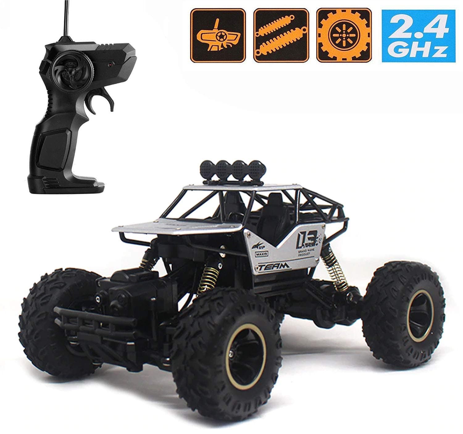 Ramakada Plastic Dirt Drift Waterproof Remote Controlled Rock Crawlar Climber Car Rally RC Monster Truck, 4 Wheel Drive, 1:16 Scale 2.4 Ghz, Pack of 1 (Random Colour)