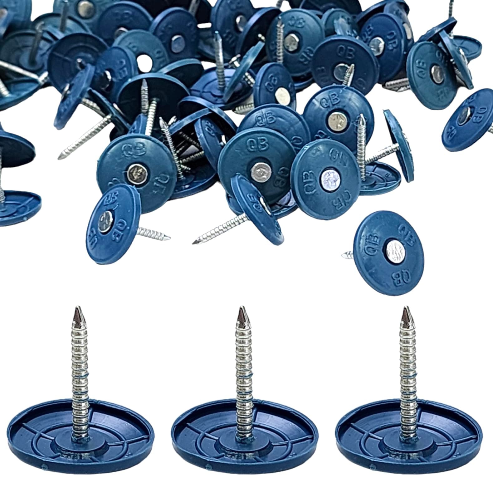 One Stop Outdoor (100 Pack) 1 Inch Round Plastic Cap Galvanized Roofing Nails for House Wrap, Felt, Insulation, Tar Paper & Foam Board