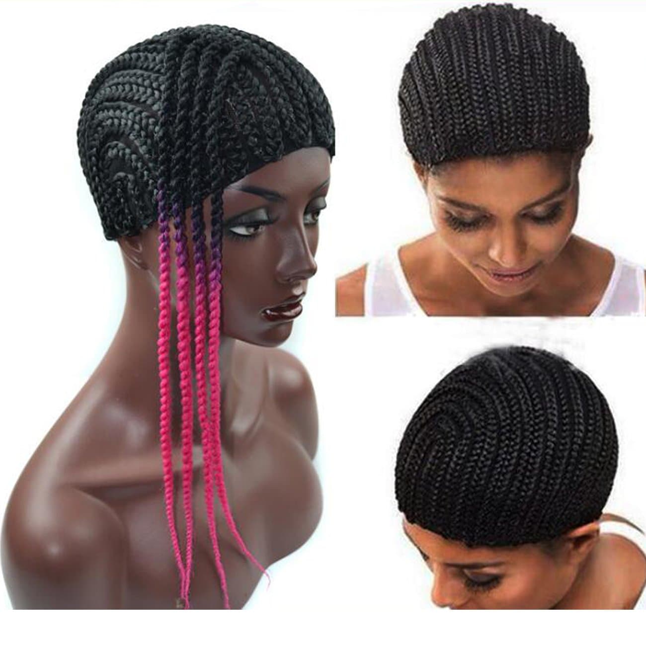 Braided Wig Caps Crochet Wig Cap Adjustable for Making Wig Glueless Hair Net Liner Crochet Wig Caps (M)