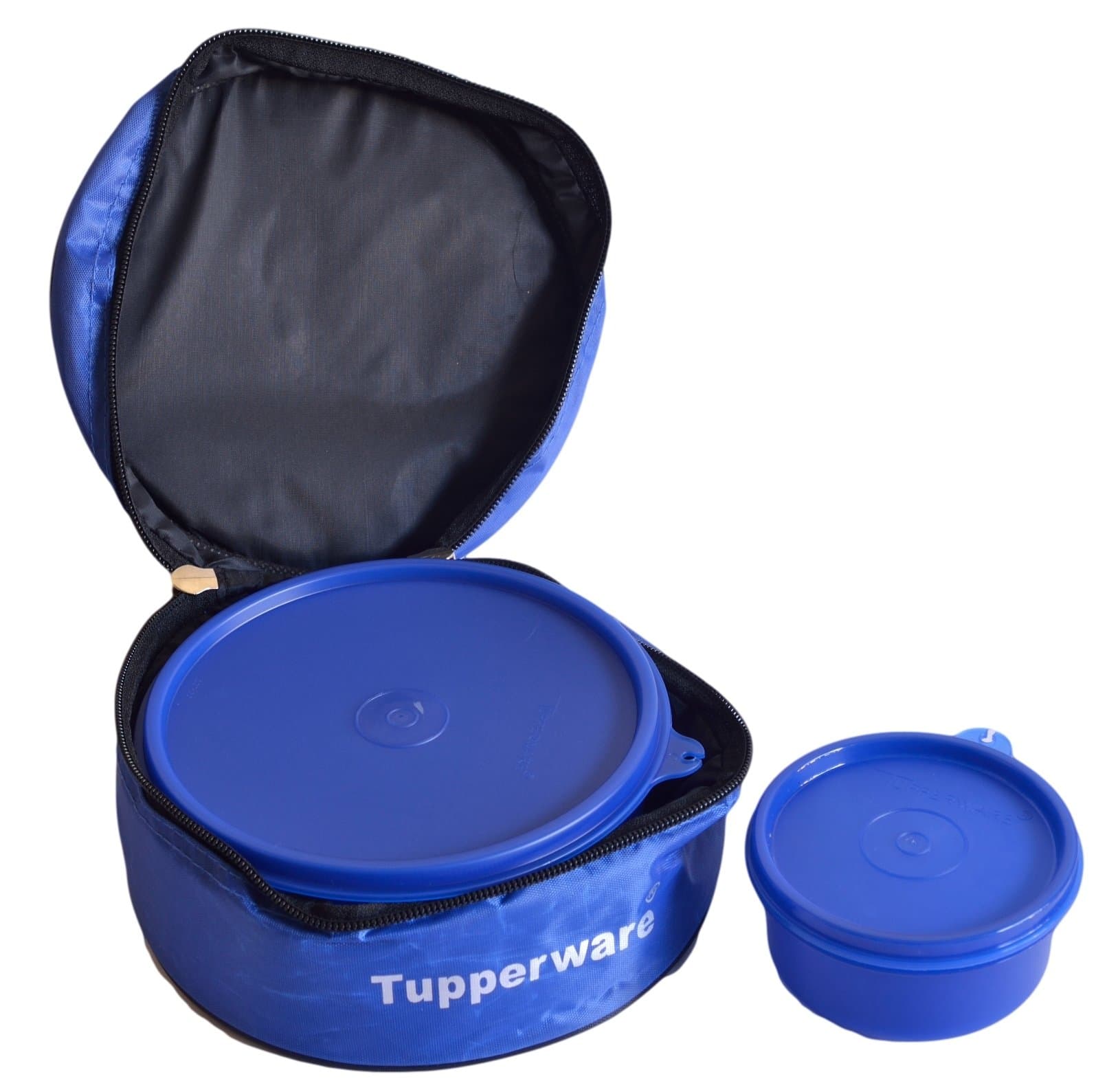Tupperware Classic Plastic Lunch Box with Bag, 2-Pieces, Blue, 500 ml