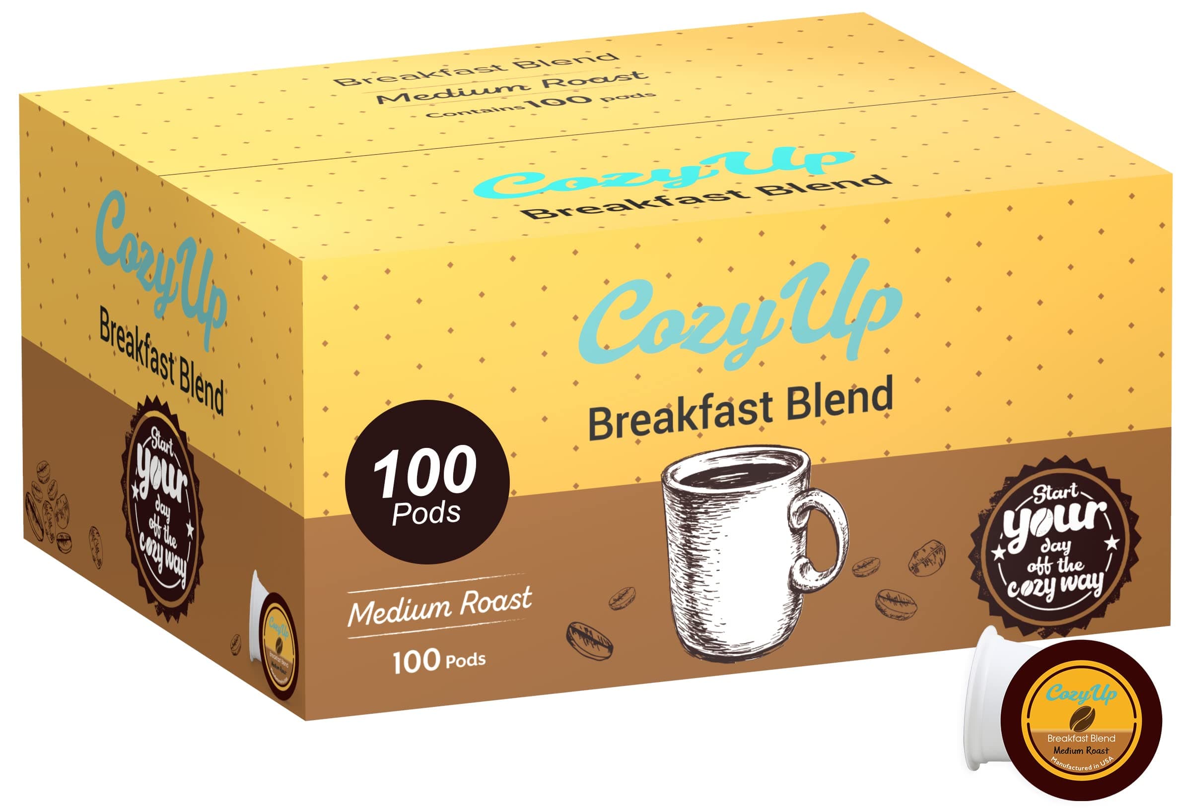 100-Count | Medium Roast Breakfast Blend Single-Serve Coffee Pods Compatible with Keurig K-Cup Brewers