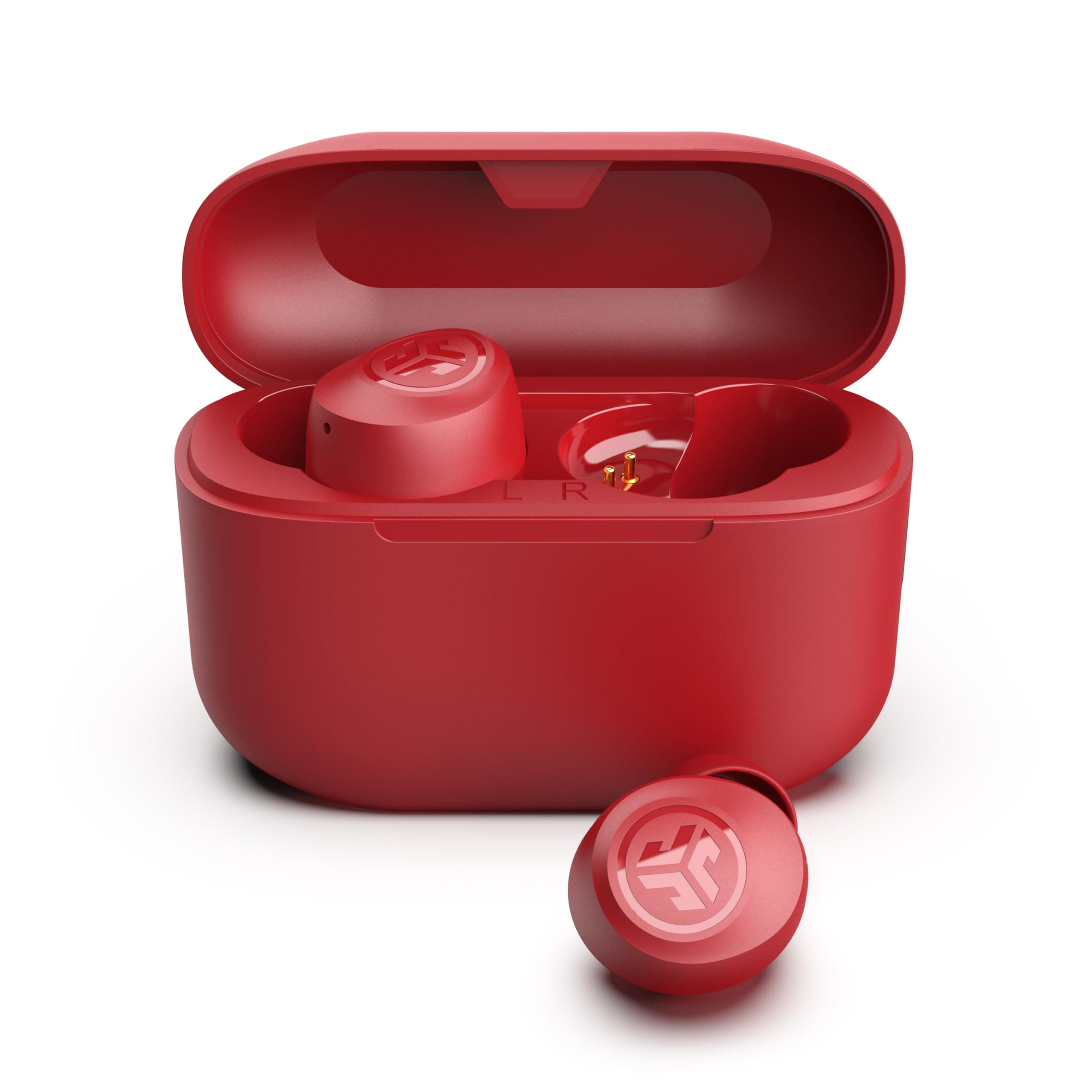 JLab Go Air Pop True Wireless Bluetooth Earbuds & Charging Case - Rose Red, Dual Connect, IPX4 Sweat Resistance, Bluetooth 5 Connection, 3 EQ Sound Settings Signature, Balanced, Bass Boost